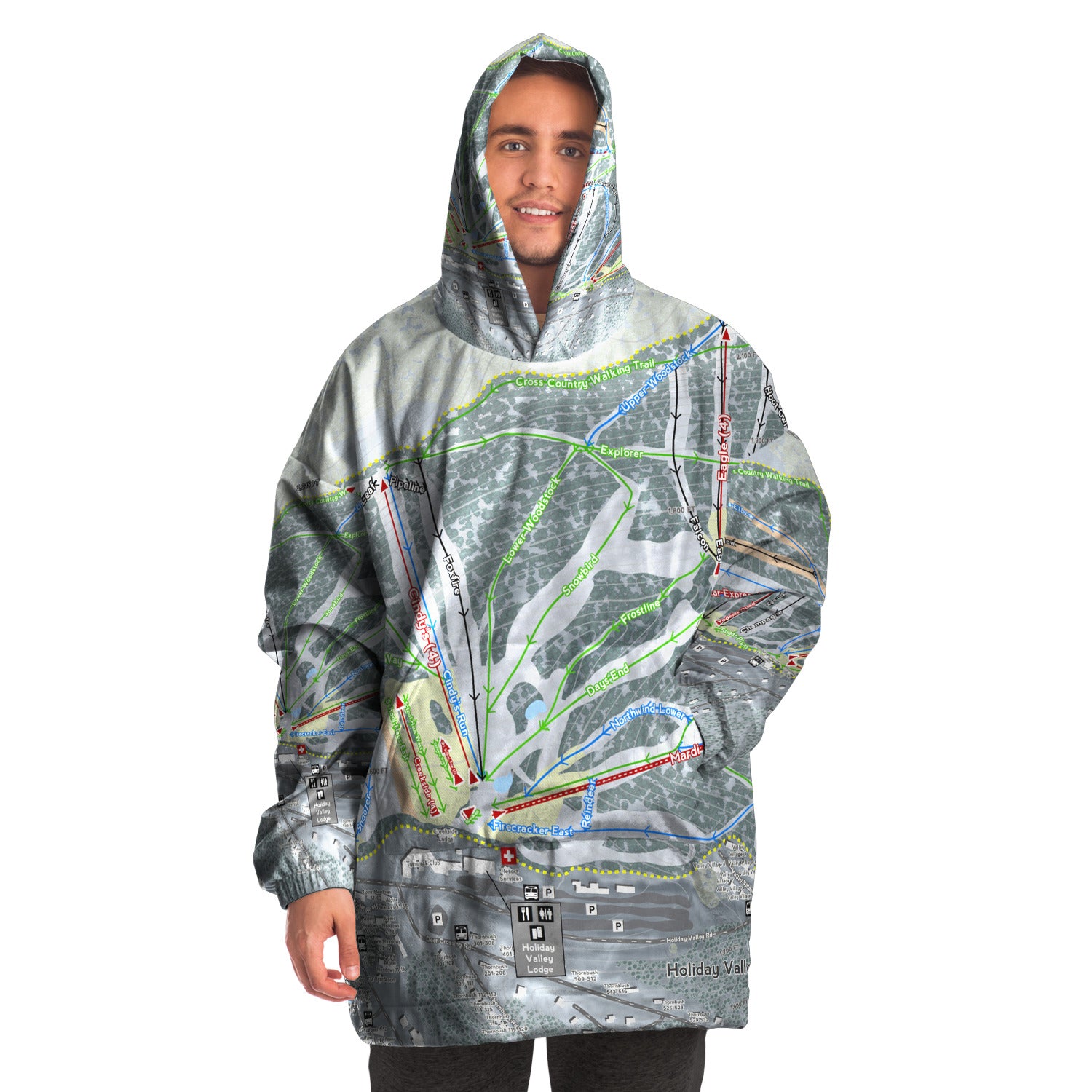 Holiday Valley, New York Ski Trail Map - Snug Hoodie