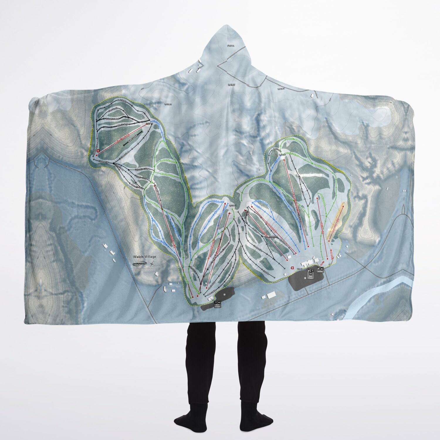 Welch Village, Minnesota Ski Trail Map - Adult Hooded Blanket