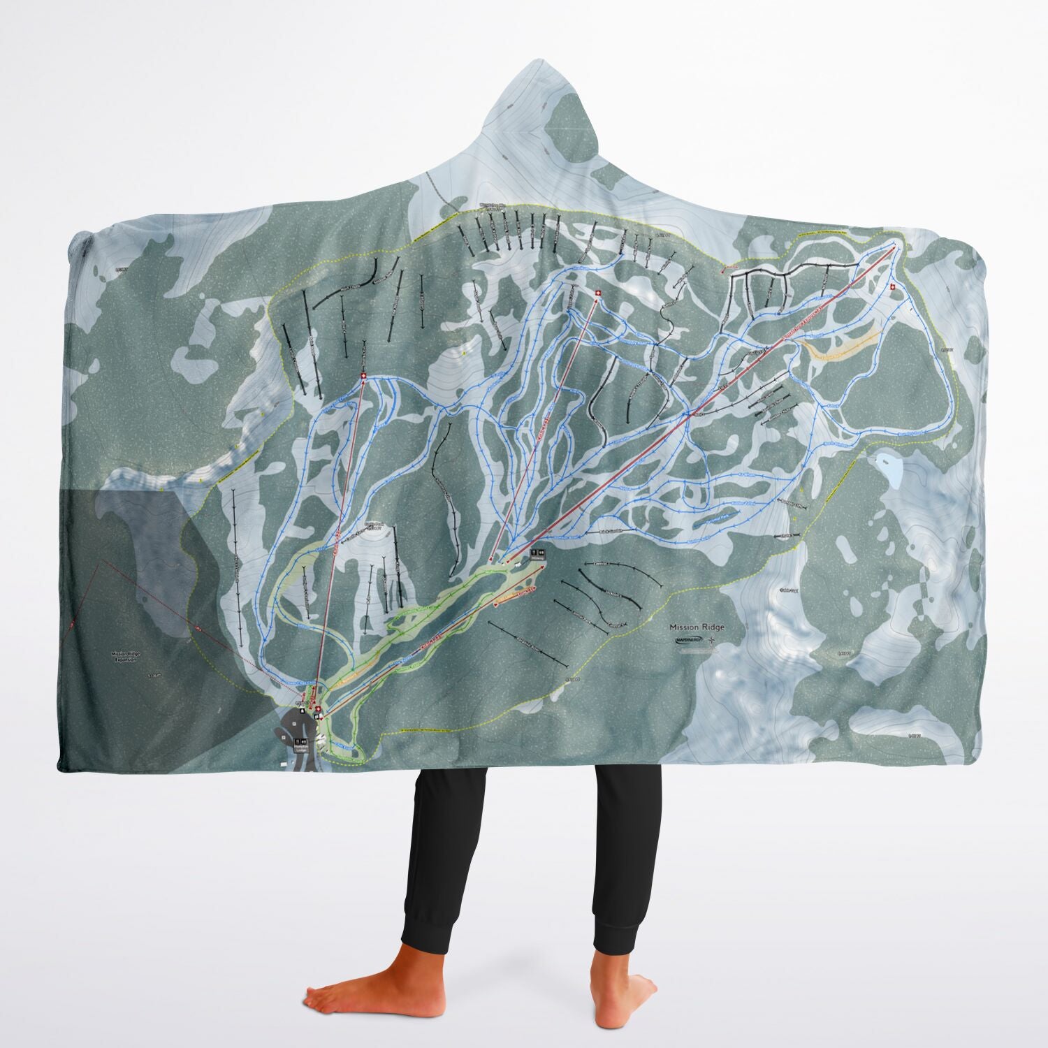 Mission Ridge, Washington Ski Trail Map - Youth Hooded Blanket