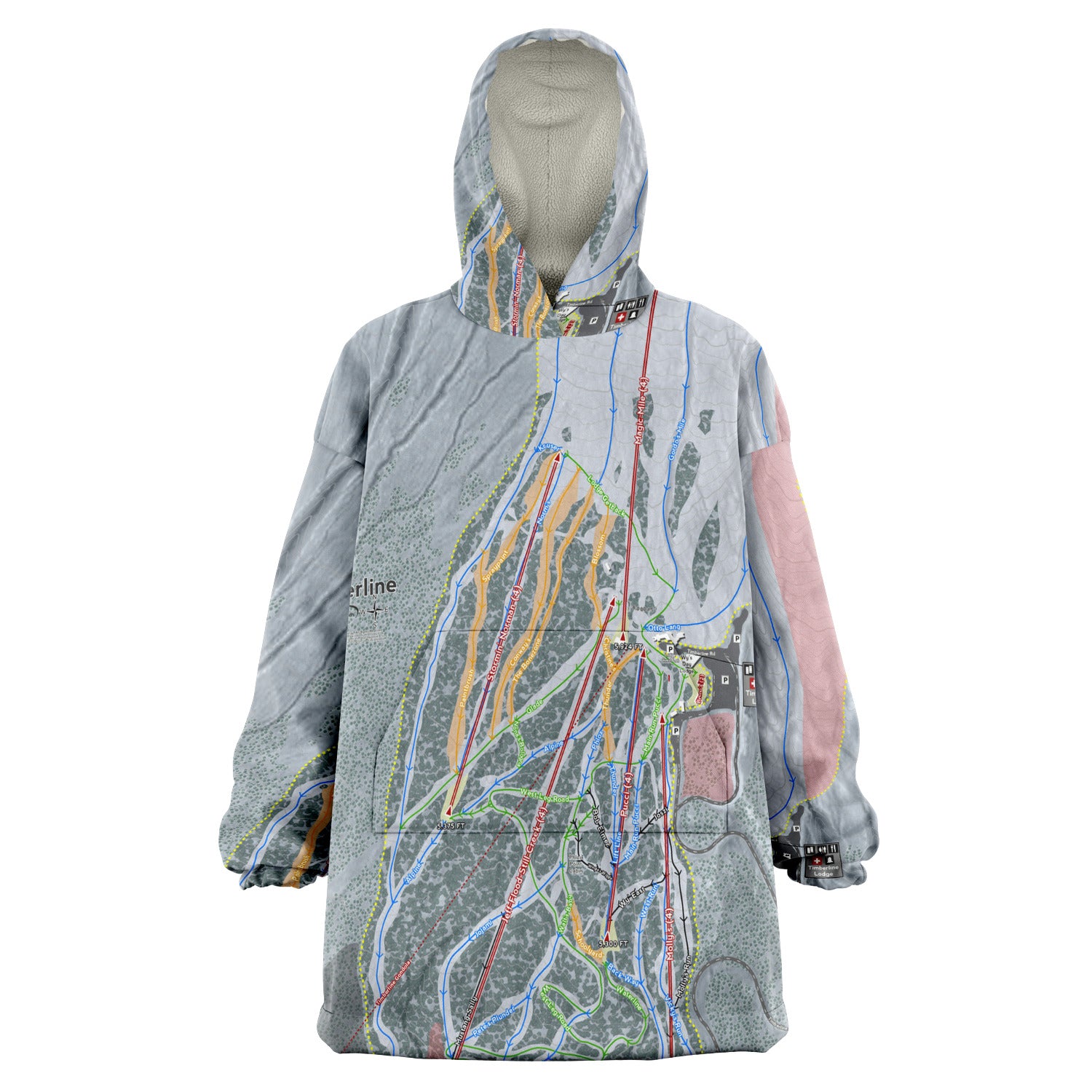 Timberline Mountain, West Virginia Ski Trail Map Snug Hoodie