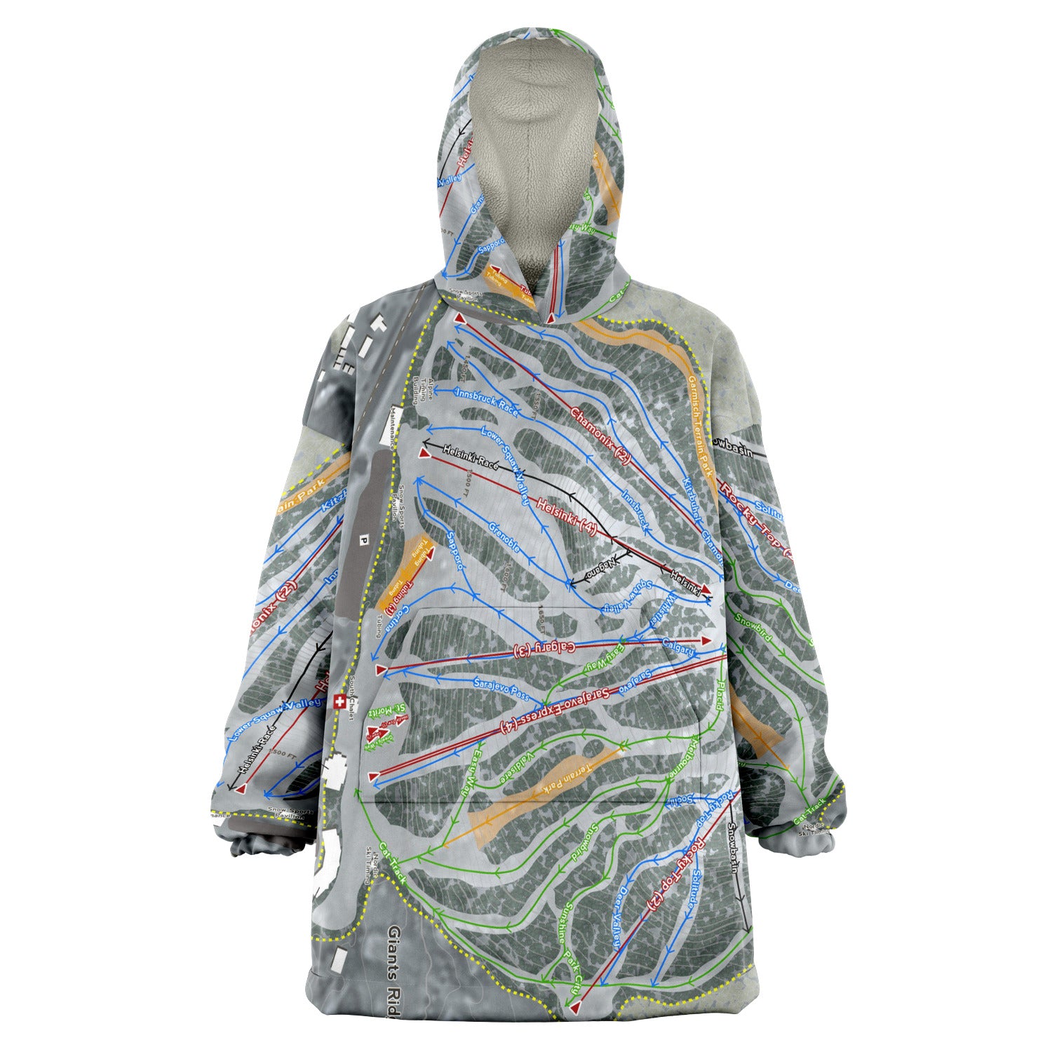 Giants Ridge, Minnesota Ski Trail Map Snug Hoodie