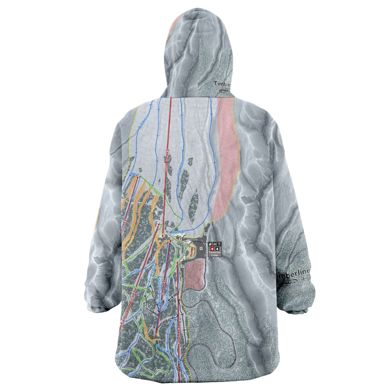 Timberline Mountain, West Virginia Ski Trail Map Snug Hoodie