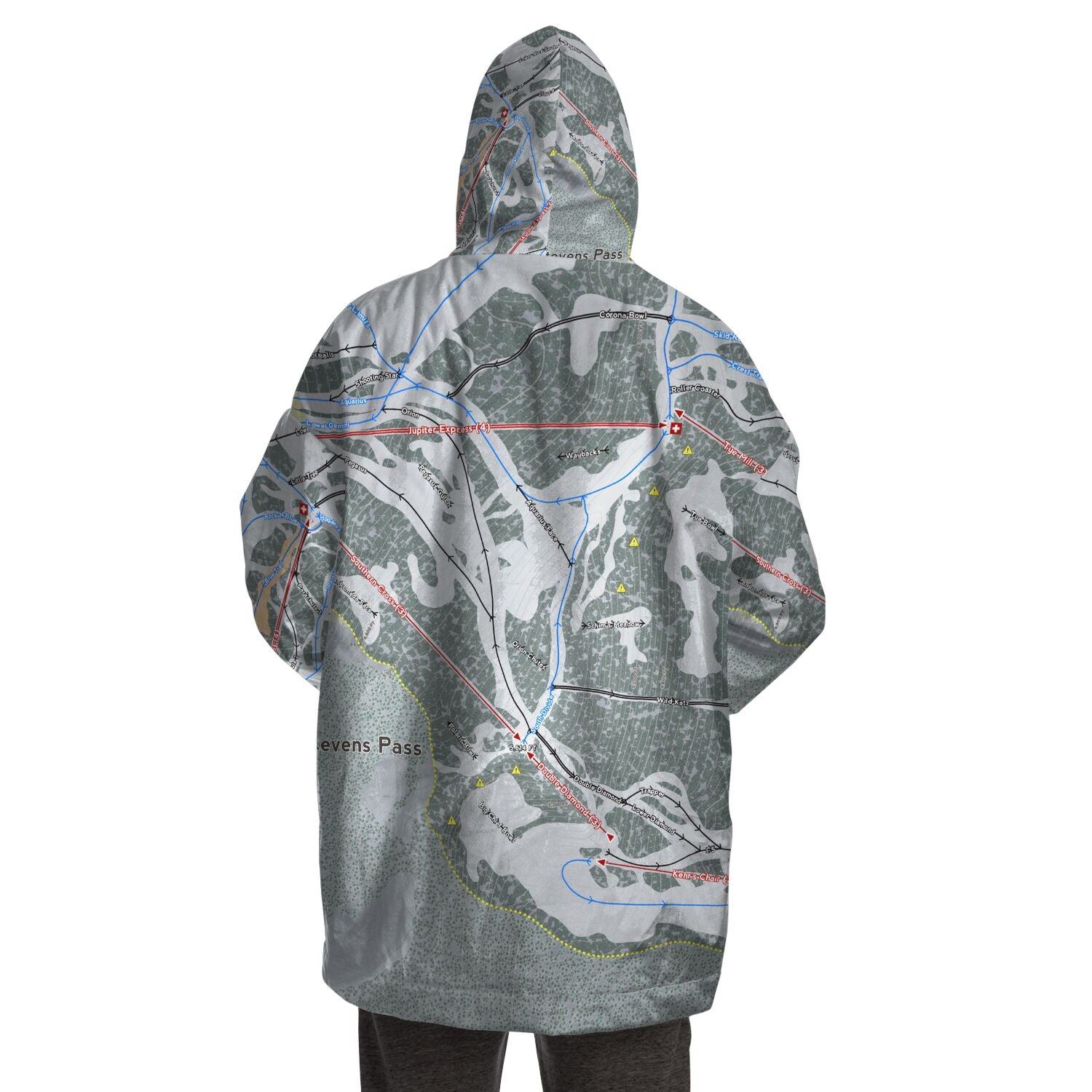 Stevens Pass, Washington Ski Trail Map - Snug Hoodie