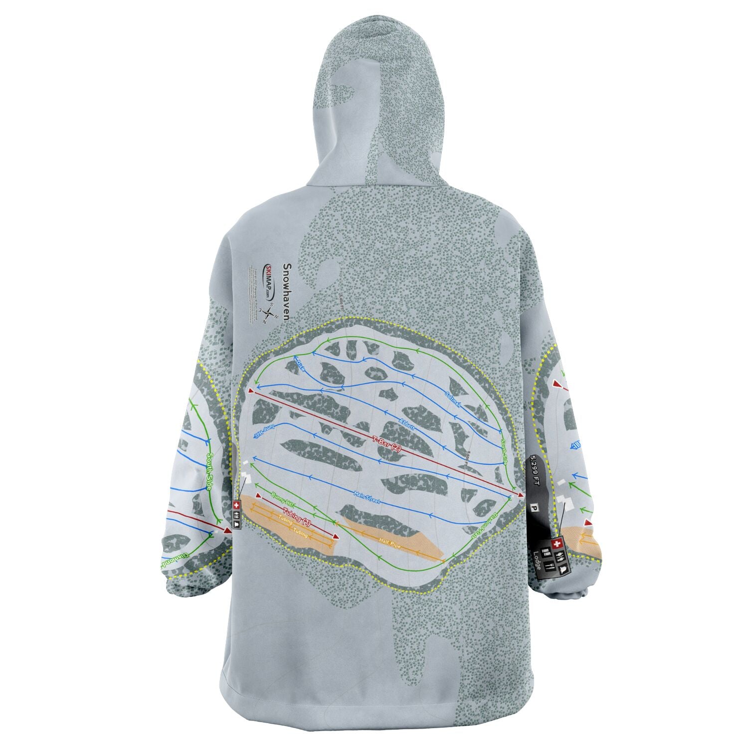 Snowhaven, Idaho Ski Trail Map Snug Hoodie