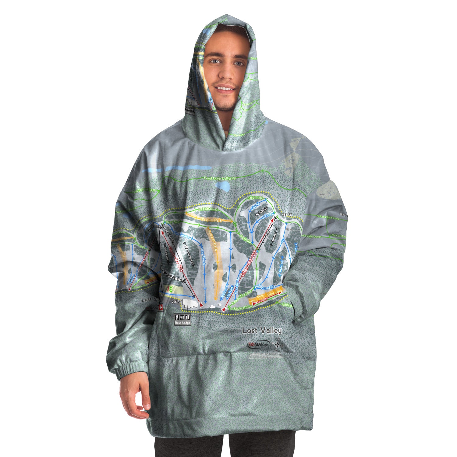 Lost Valley, Maine Ski Trail Map - Snug Hoodie