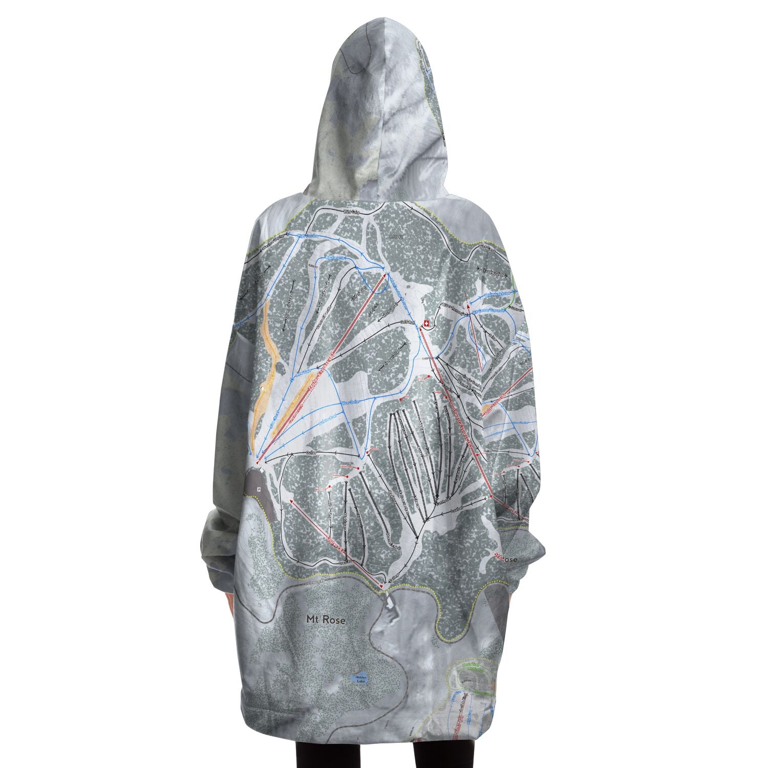 Mt. Rose, Nevada Ski Trail Map - Snug Hoodie