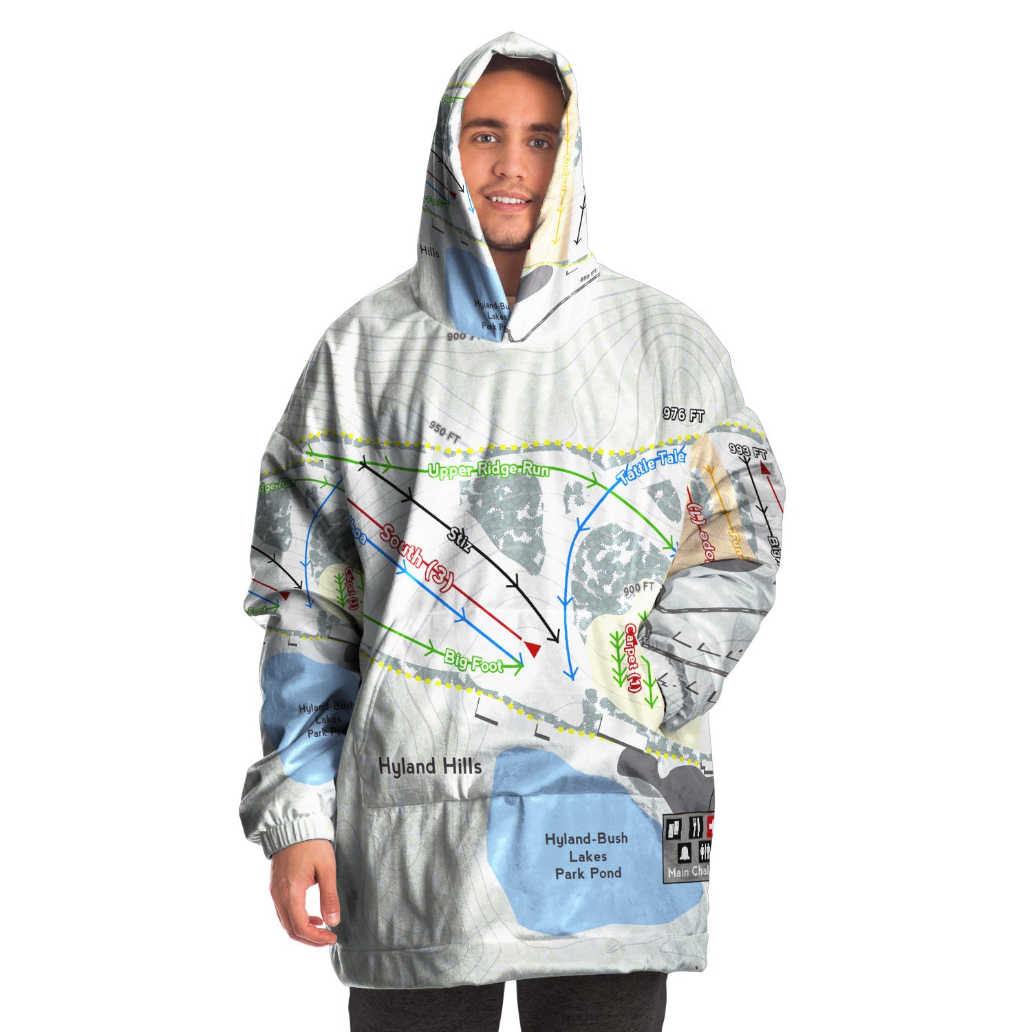 Hyland Hills, Minnesota Ski Trail Map - Snug Hoodie