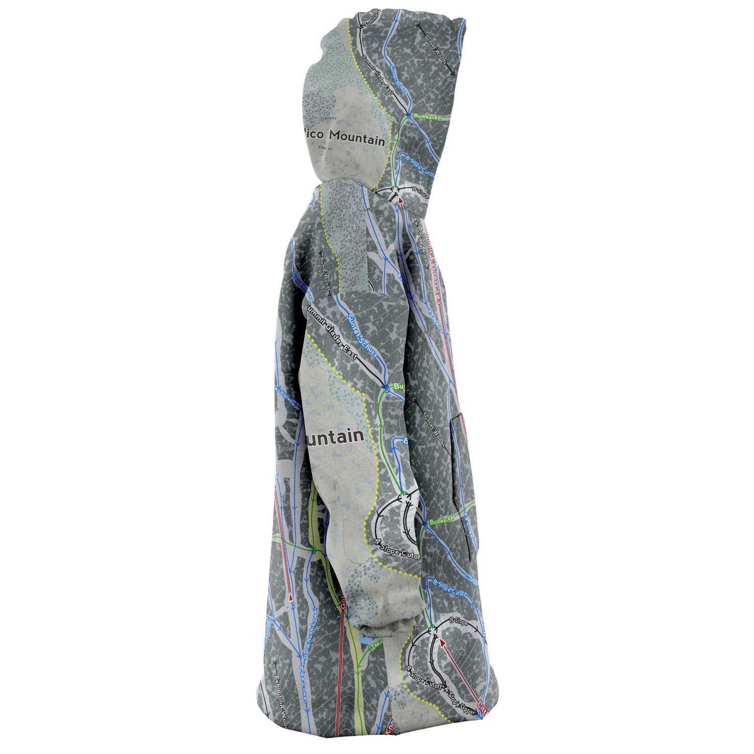 Pico Mountain, Vermont Ski Trail Map - Snug Hoodie