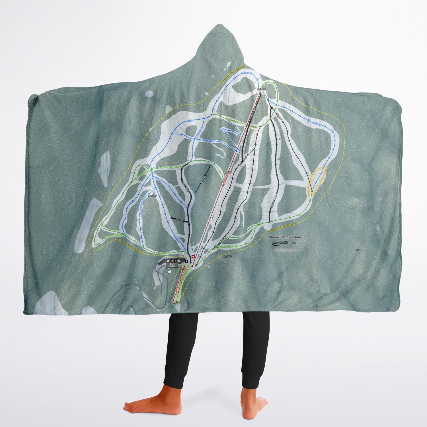 Maverick, Montana Ski Trail Map - Youth Hooded Blanket