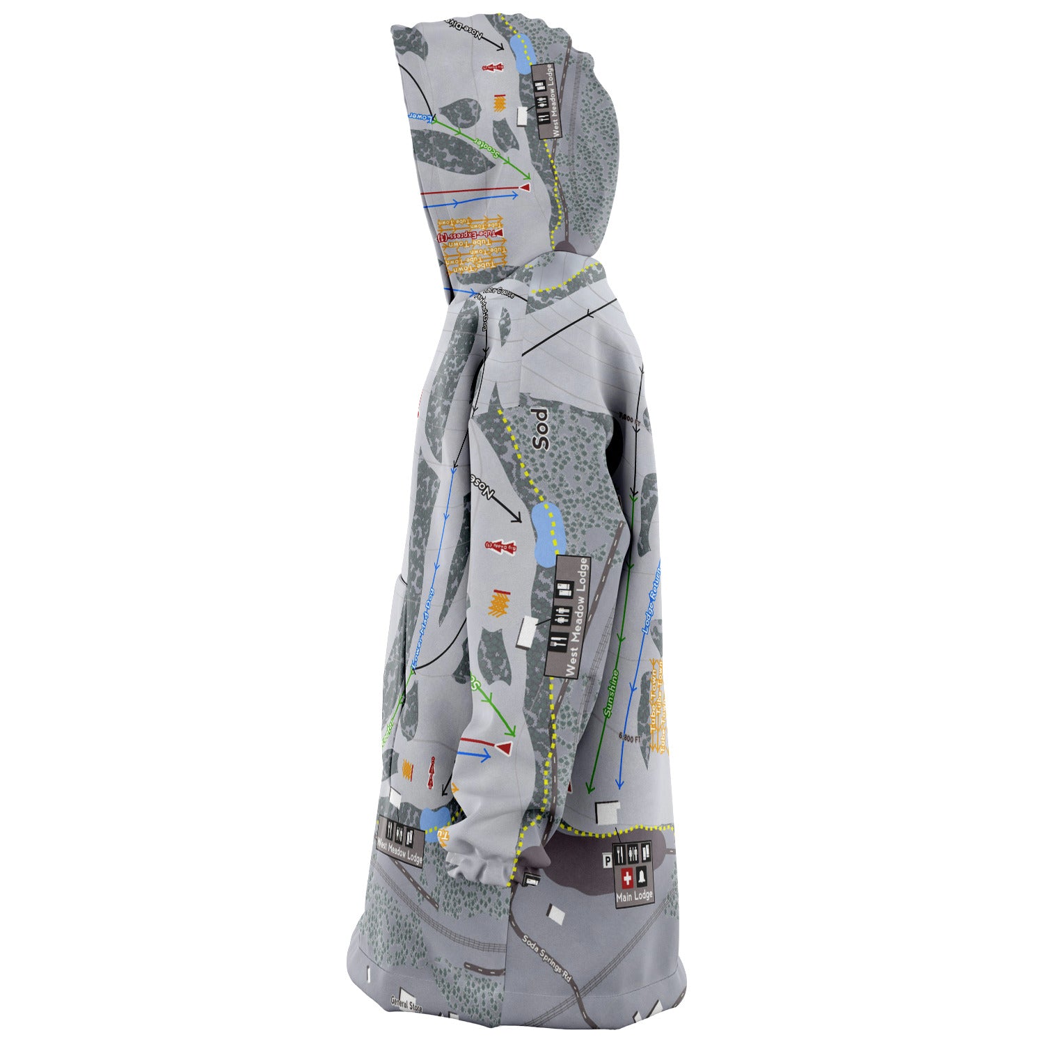 Soda Springs, California Ski Trail Map - Snug Hoodie