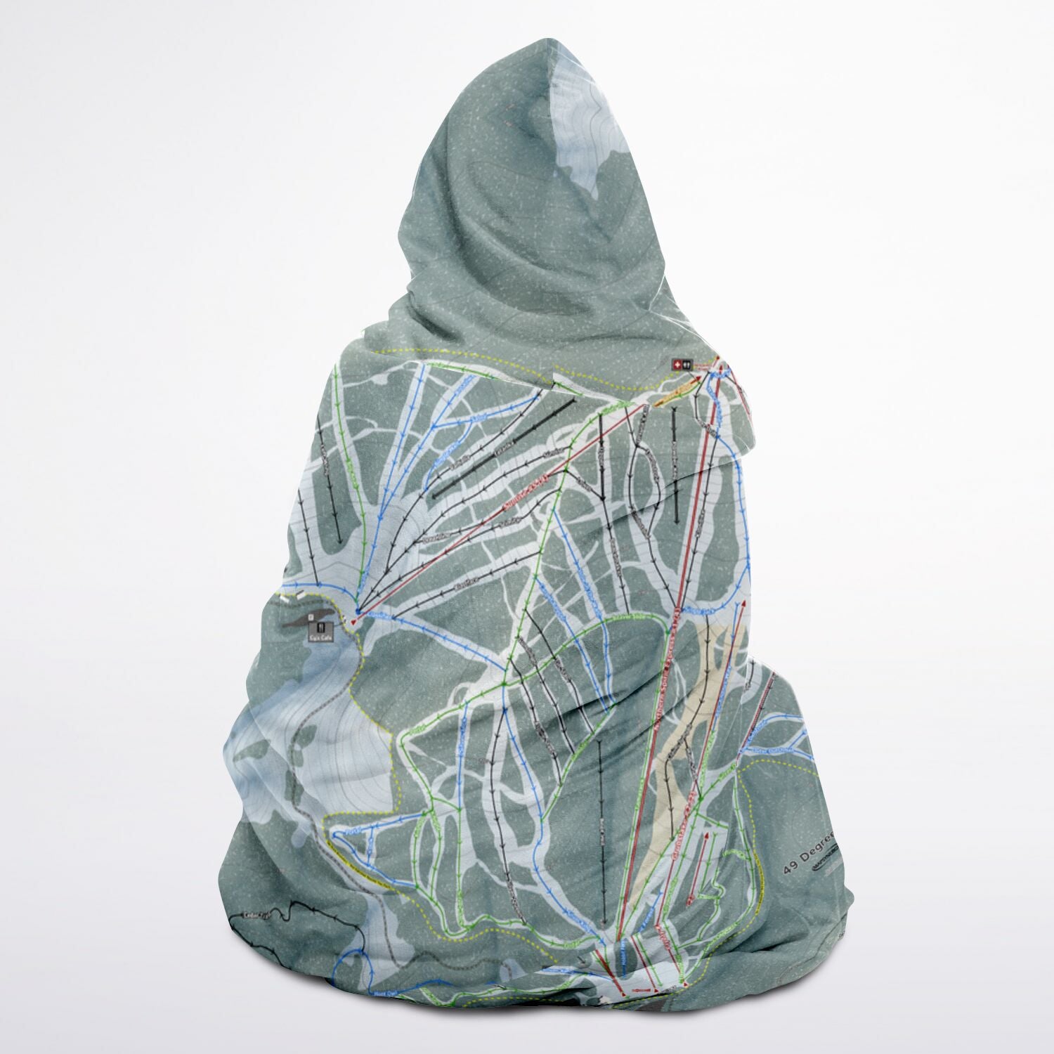 49 Degrees North, Washington Ski Trail Map - Youth Hooded Blanket