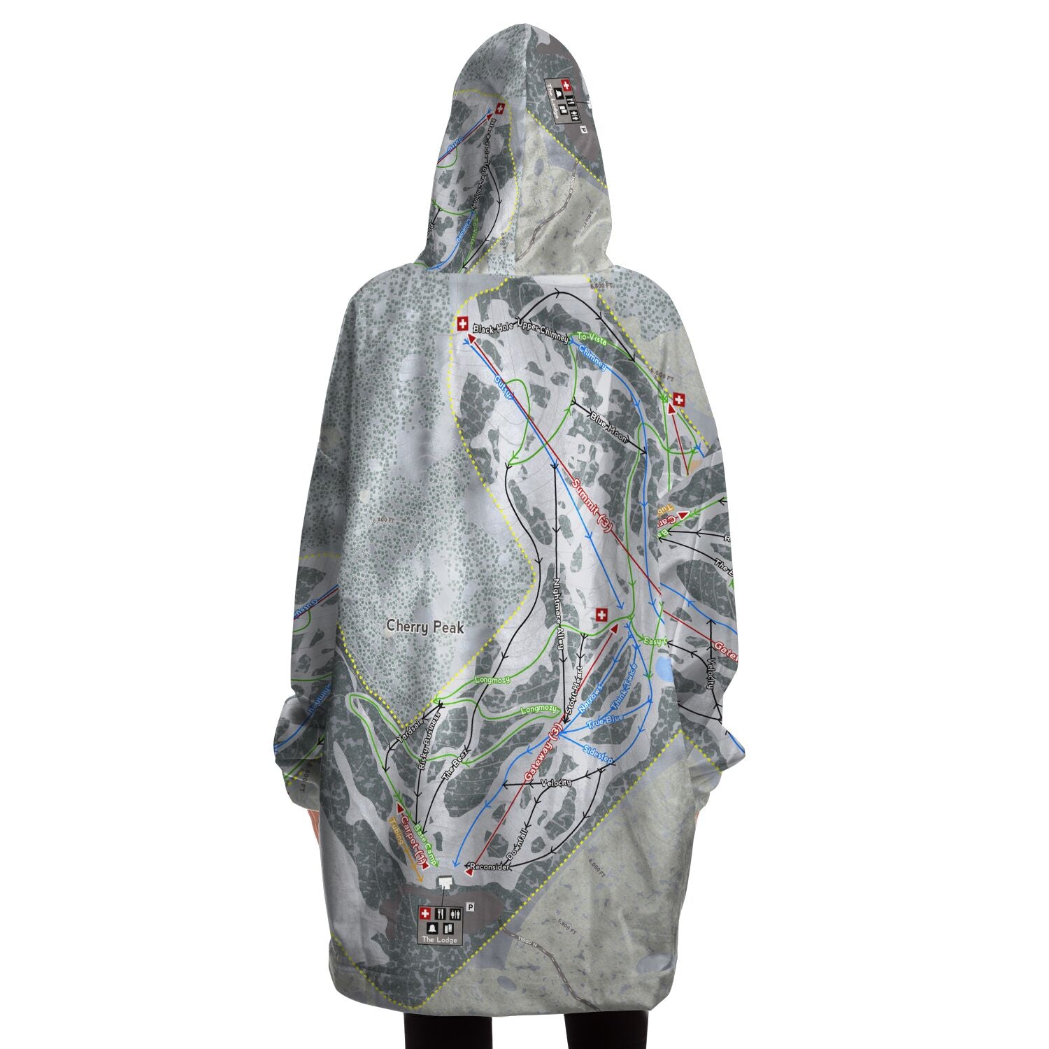 Cherry Peak, Utah Ski Trail Map - Snug Hoodie