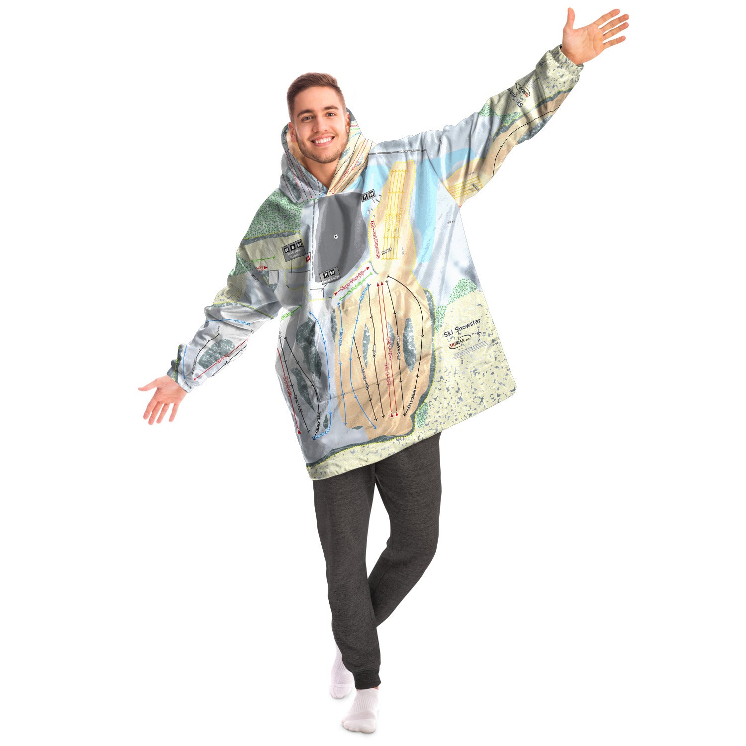 Ski Snowstar, Illinois Ski Trail Map - Snug Hoodie