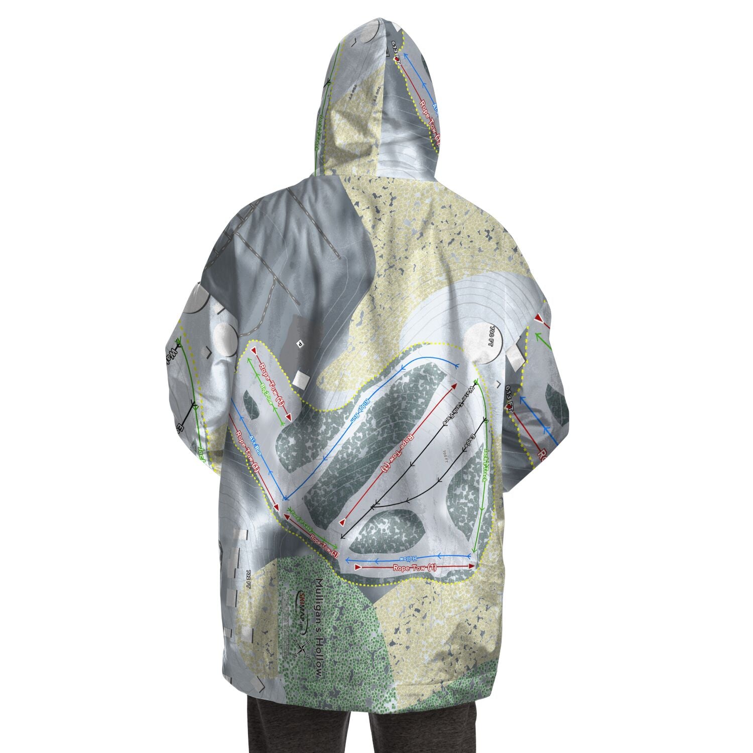 Mulligans Hollow, Michigan Ski Trail Map Snug Hoodie