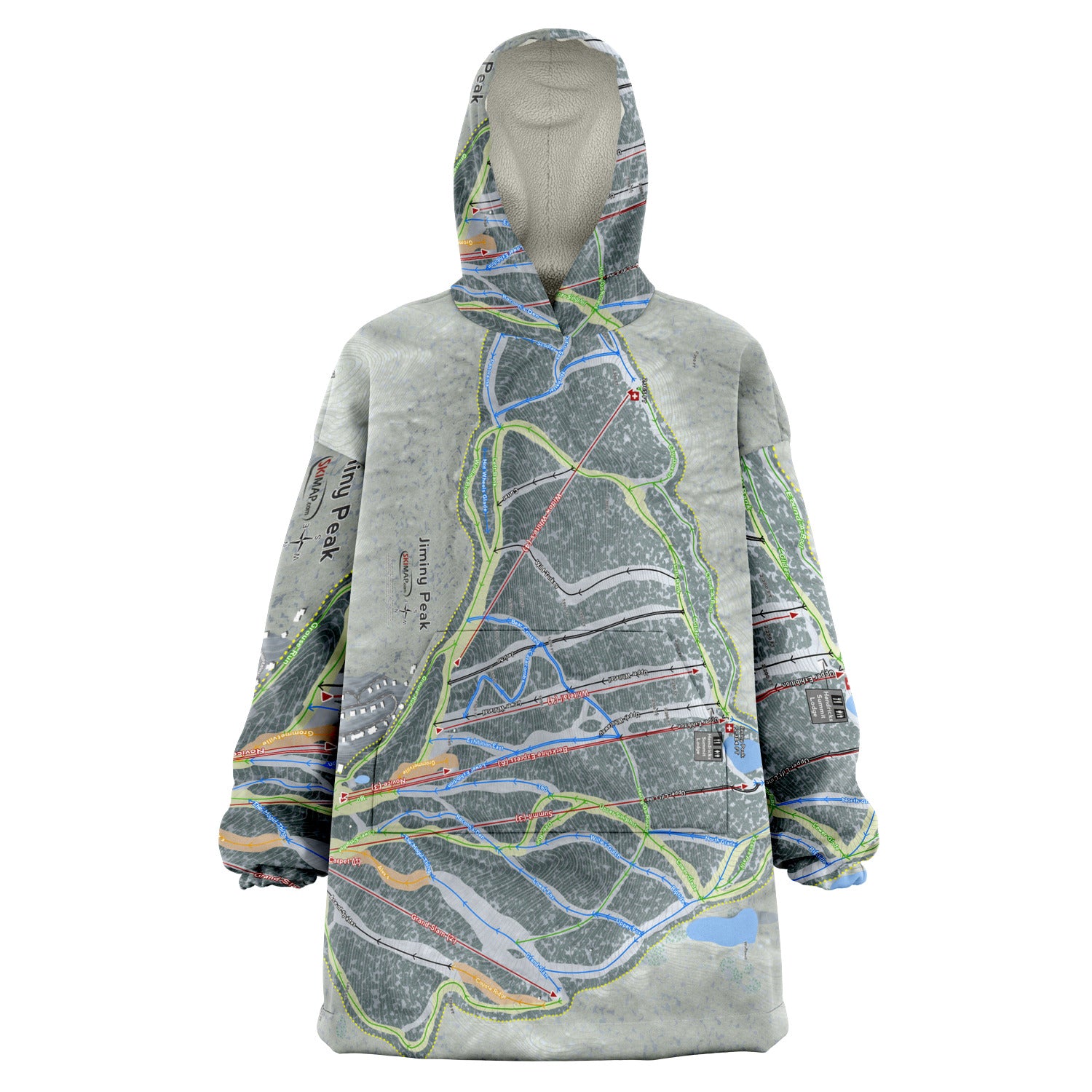 Jiminy Peak, Massachusetts Ski Trail Map Snug Hoodie