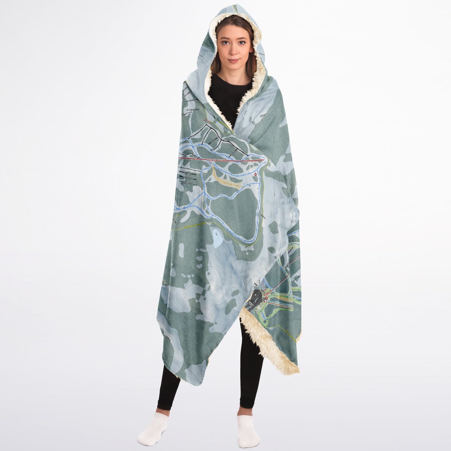 Mission Ridge, Washington Ski Trail Map - Adult Hooded Blanket