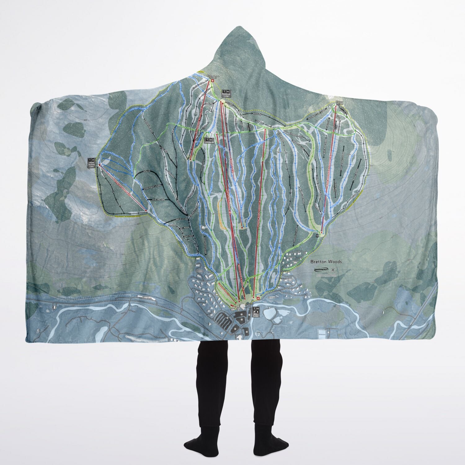 Bretton Woods, New Hampshire Ski Trail Map - Adult Hooded Blanket