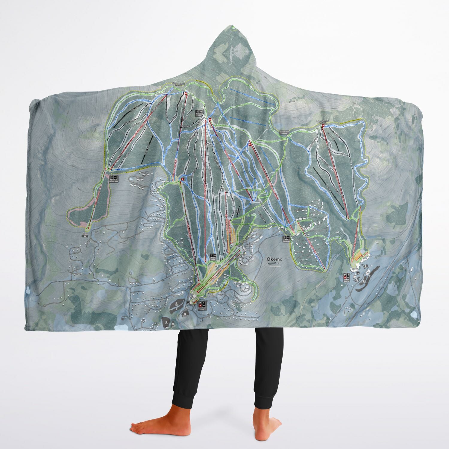 Okemo, Vermont Ski Trail Map - Youth Hooded Blanket