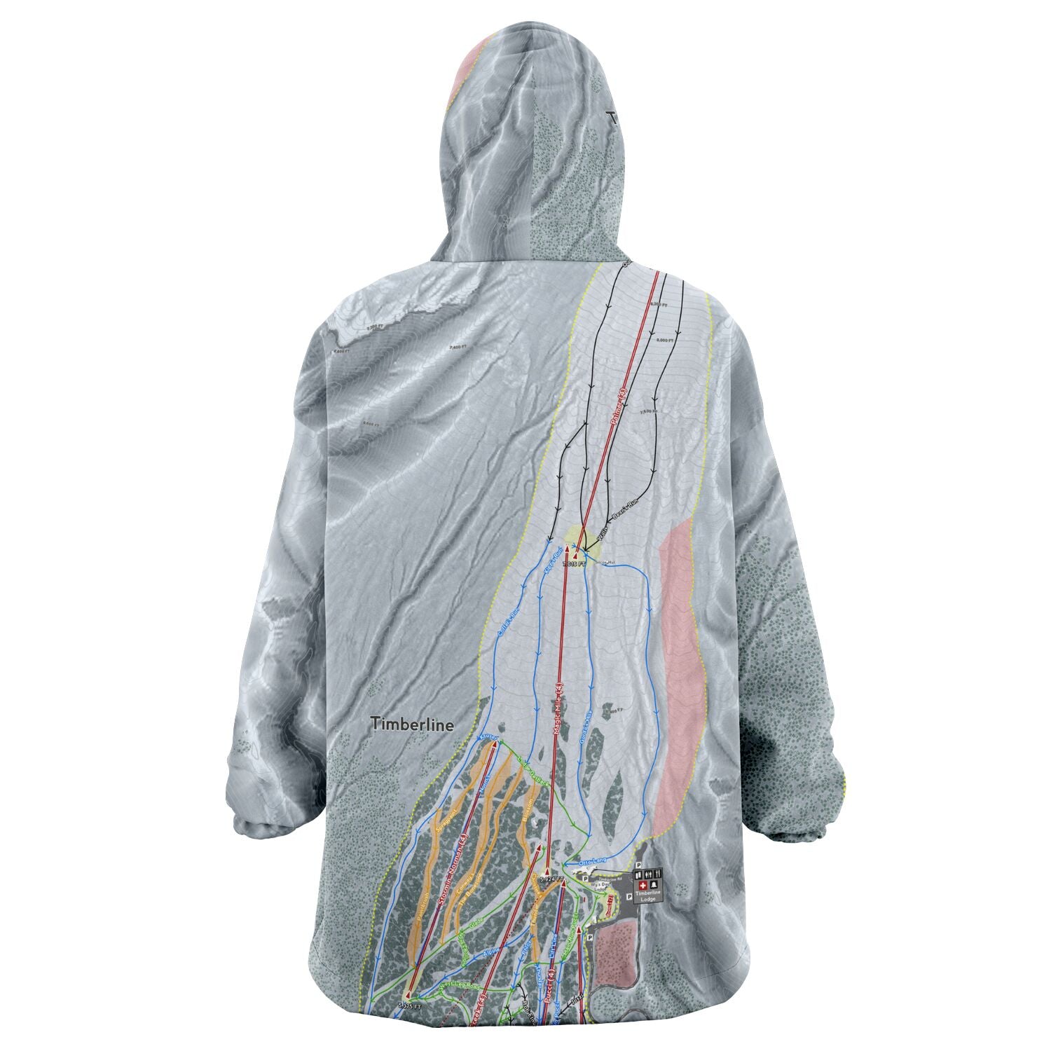 Timberline, Oregon Ski Trail Map - Snug Hoodie