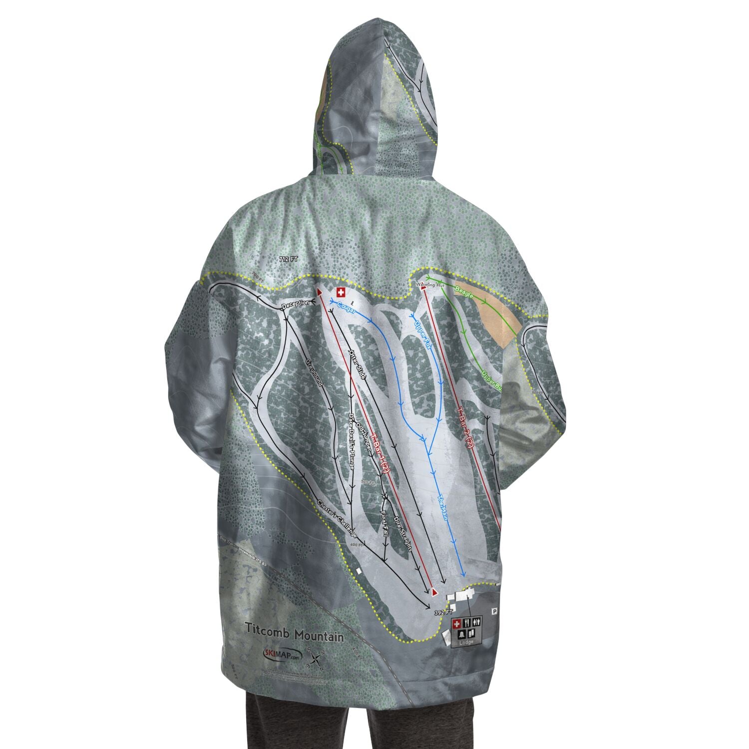 Titcomb Mountain, Maine Ski Trail Map - Snug Hoodie