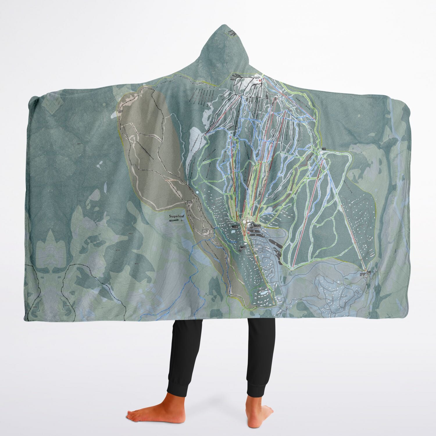 Sugarloaf, Maine Ski Trail Map - Youth Hooded Blanket