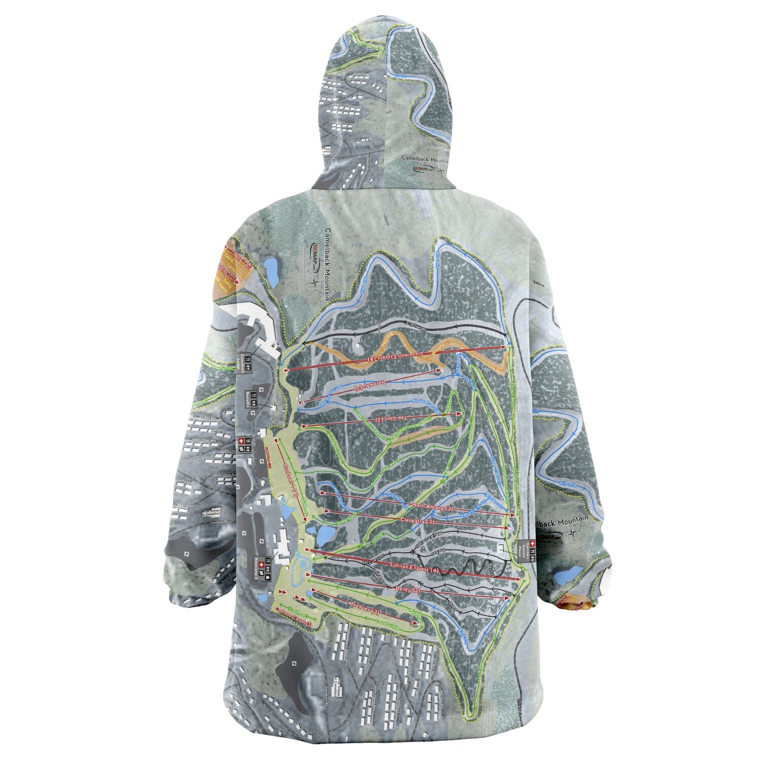 Camelback Mountain, Pennsylvania Ski Trail Map - Snug Hoodie