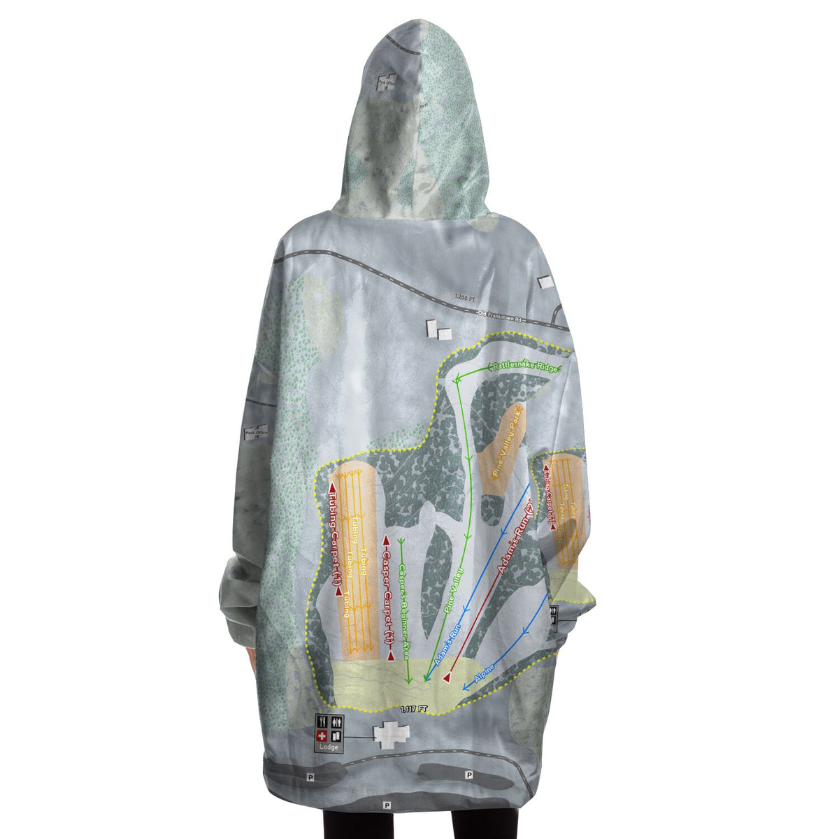 Boyce Park, Pennsylvania Ski Trail Map Snug Hoodie