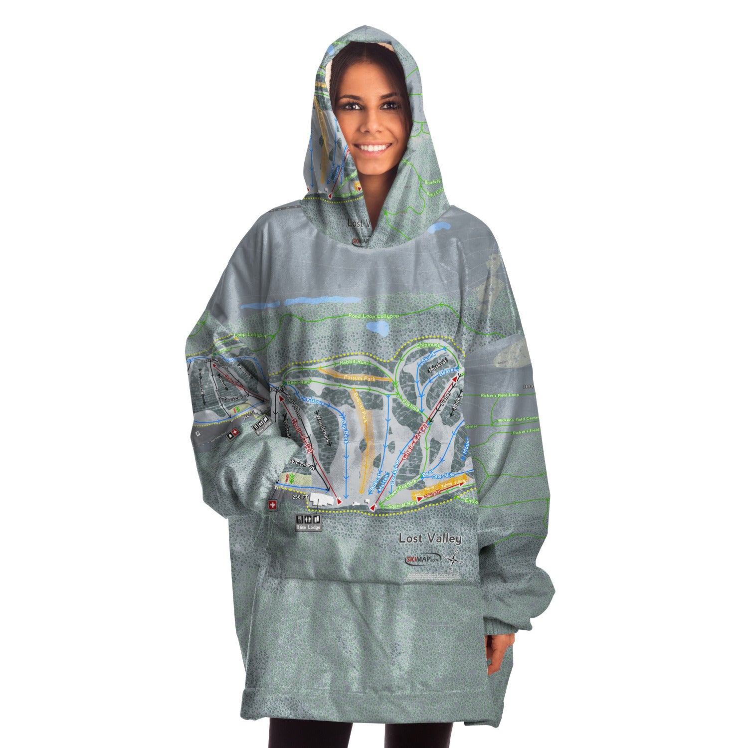 Lost Valley, Maine Ski Trail Map - Snug Hoodie