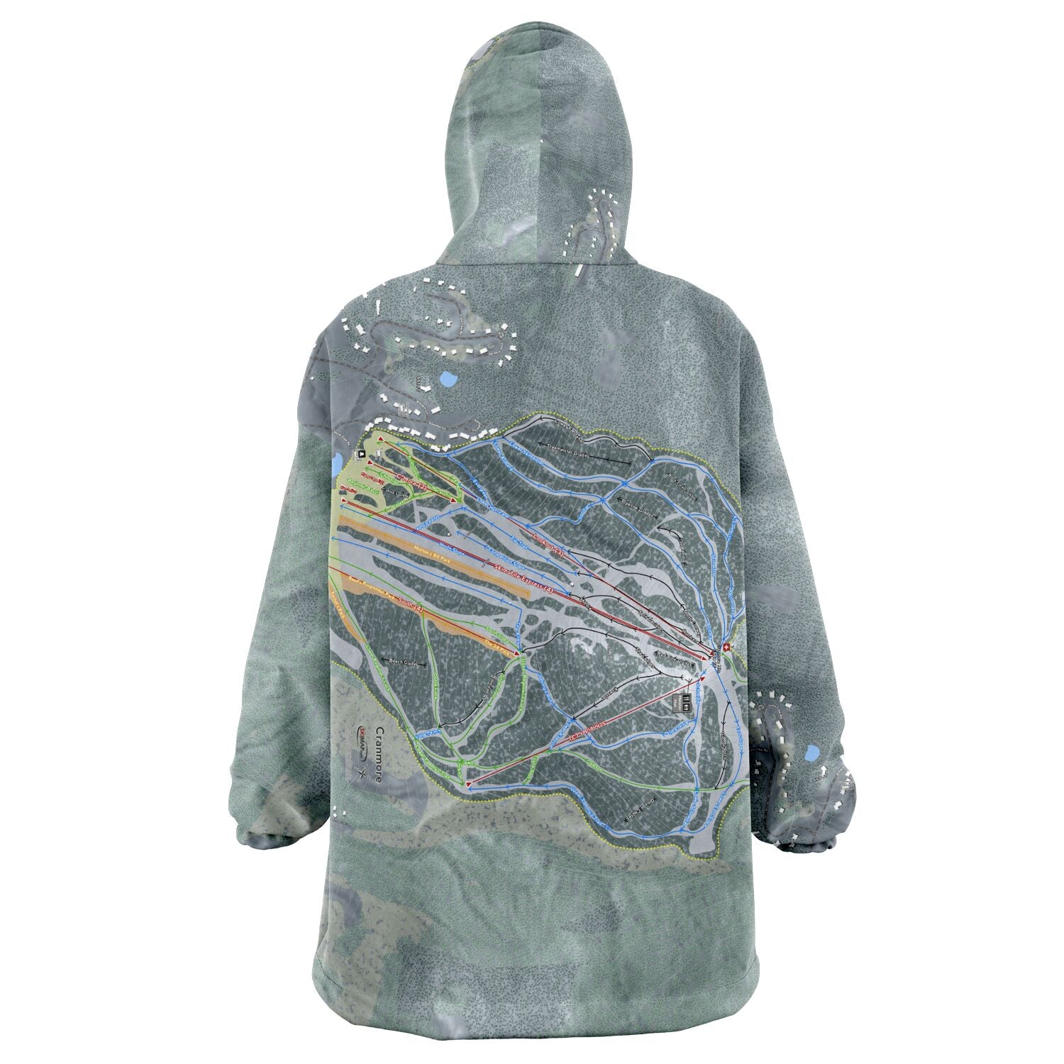 Cranmore Mountain, New Hampshire Ski Trail Map - Snug Hoodie