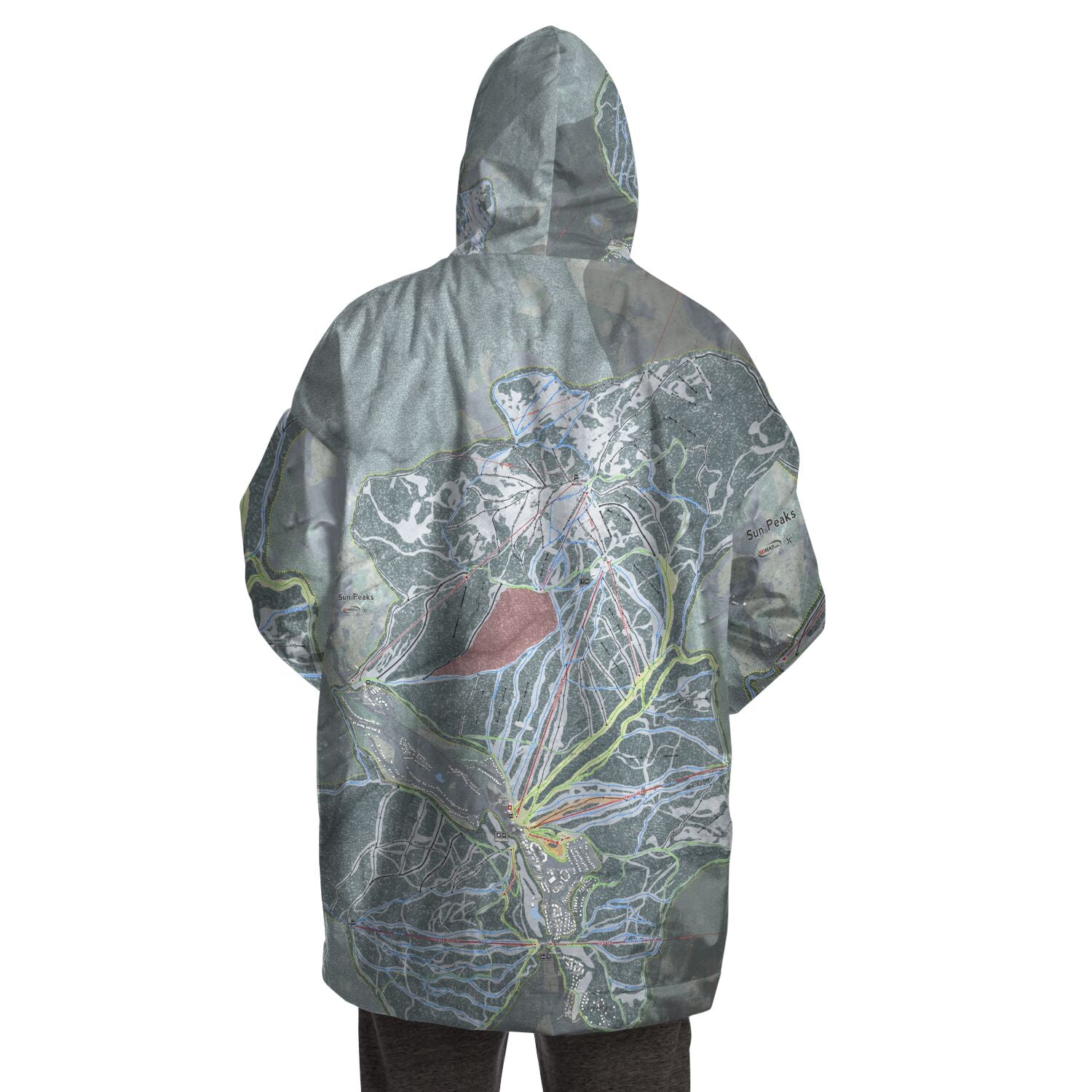 Sun Peaks, British Columbia Ski Trail Map Snug Hoodie