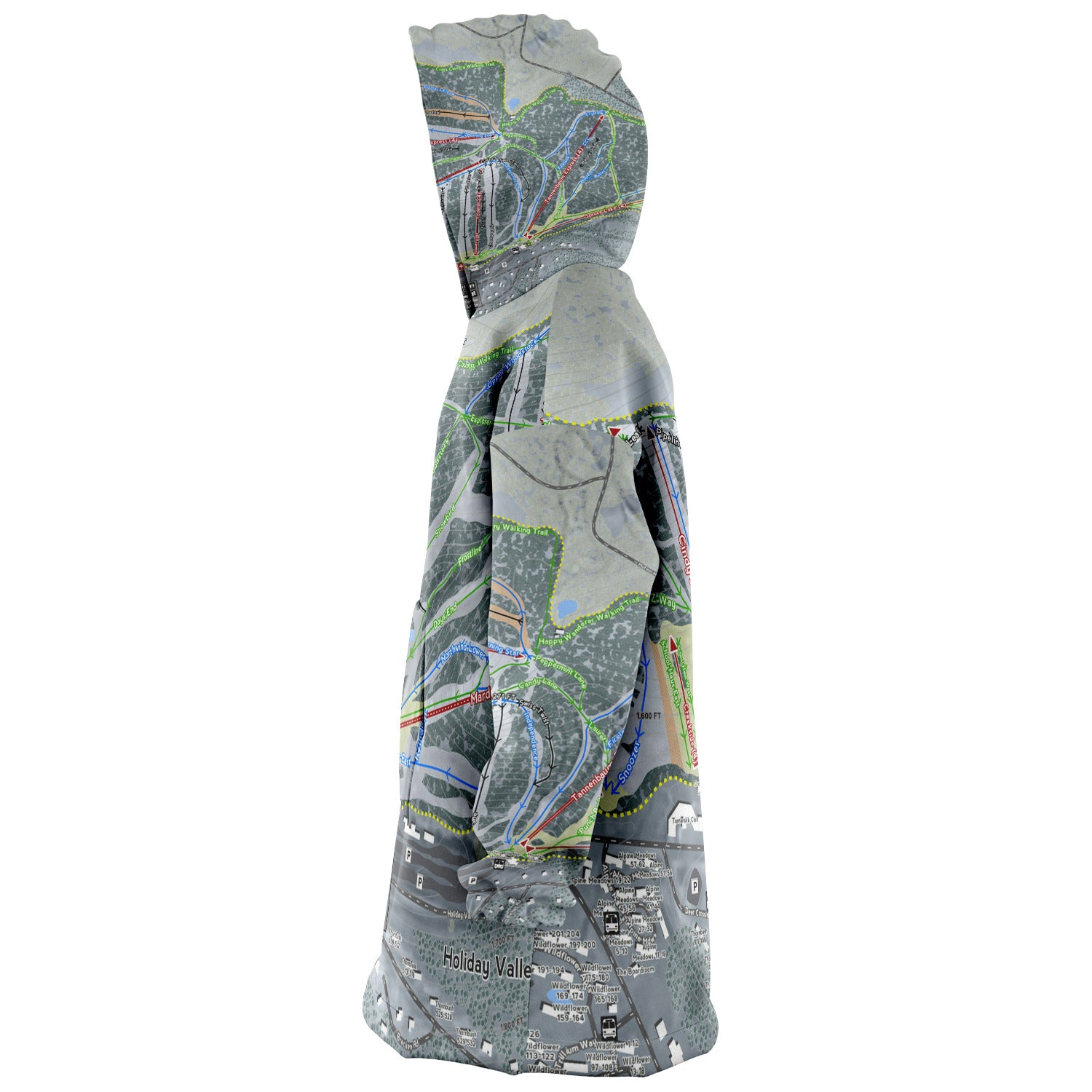 Holiday Valley, New York Ski Trail Map - Snug Hoodie