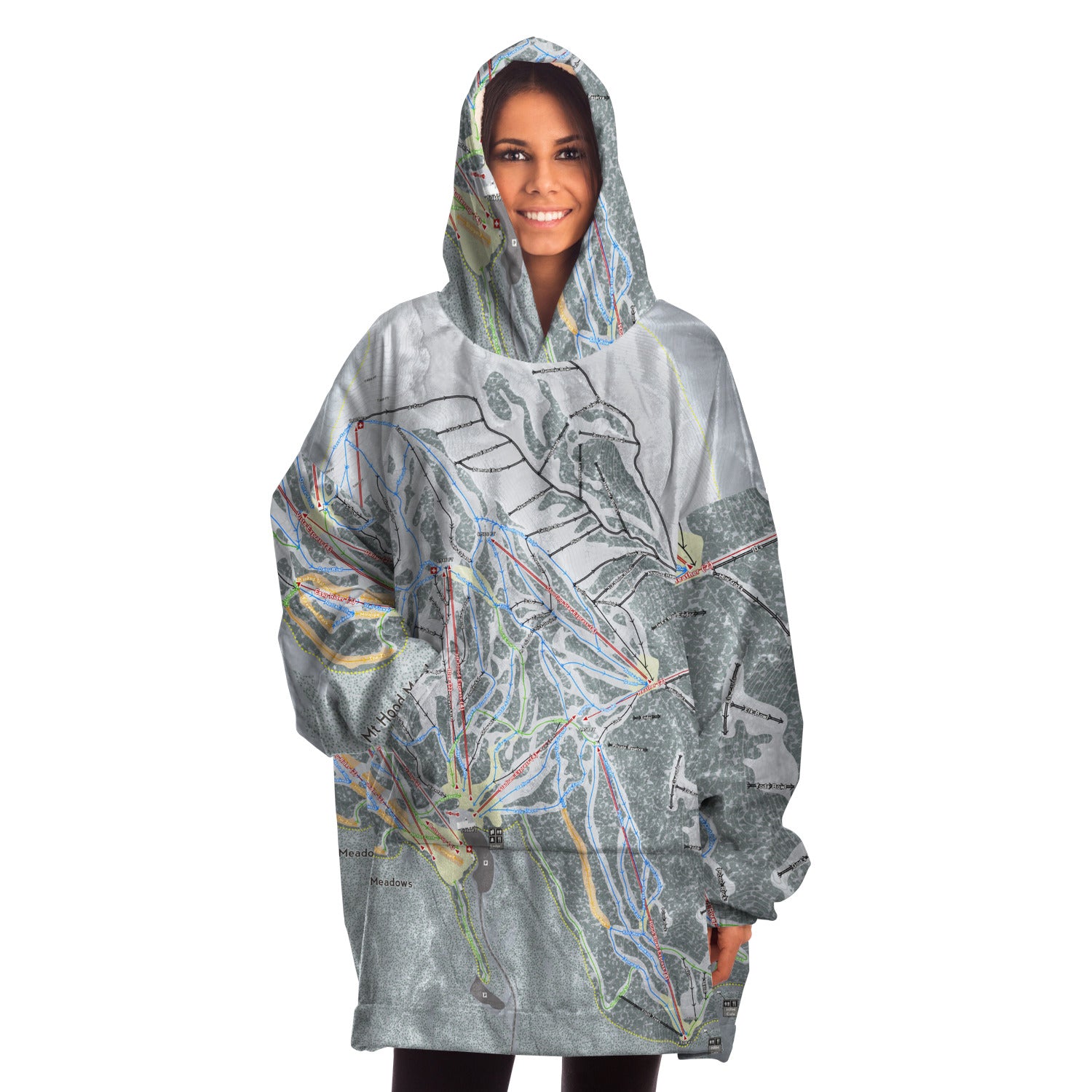 Mt. Hood Meadows, Oregon Ski Trail Map - Snug Hoodie