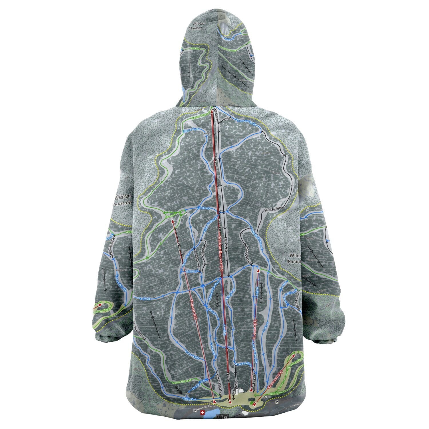 Wildcat Mountain, New Hampshire Ski Trail Map - Snug Hoodie