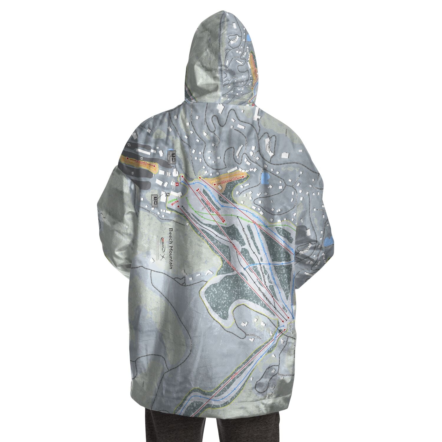 Beech Mountain, North Carolina Ski Trail Map Snug Hoodie