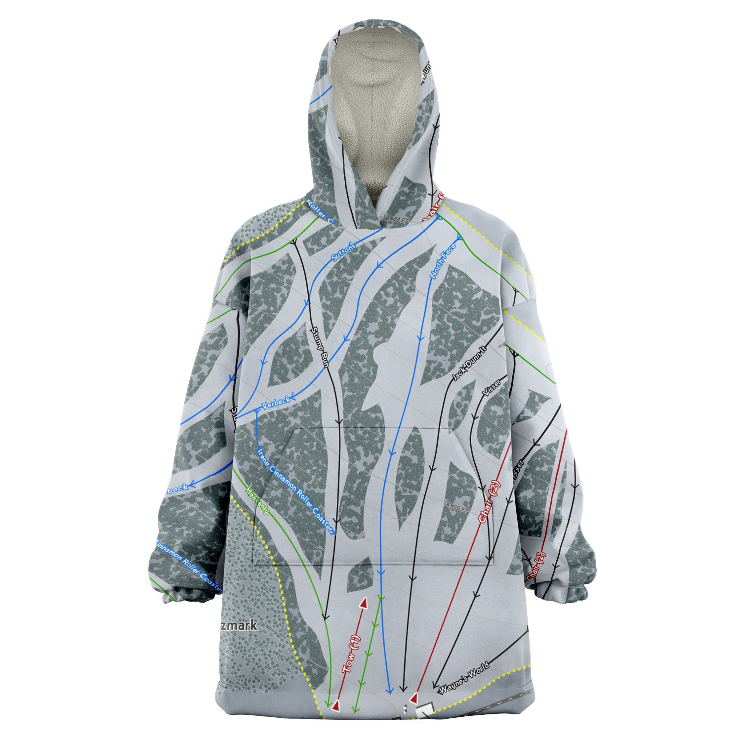 Sitz mark, Washington Ski Trail Map - Snug Hoodie