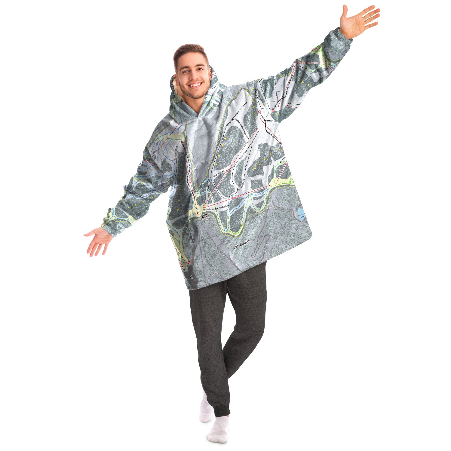 Mt. Baker, Washington Ski Trail Map - Snug Hoodie