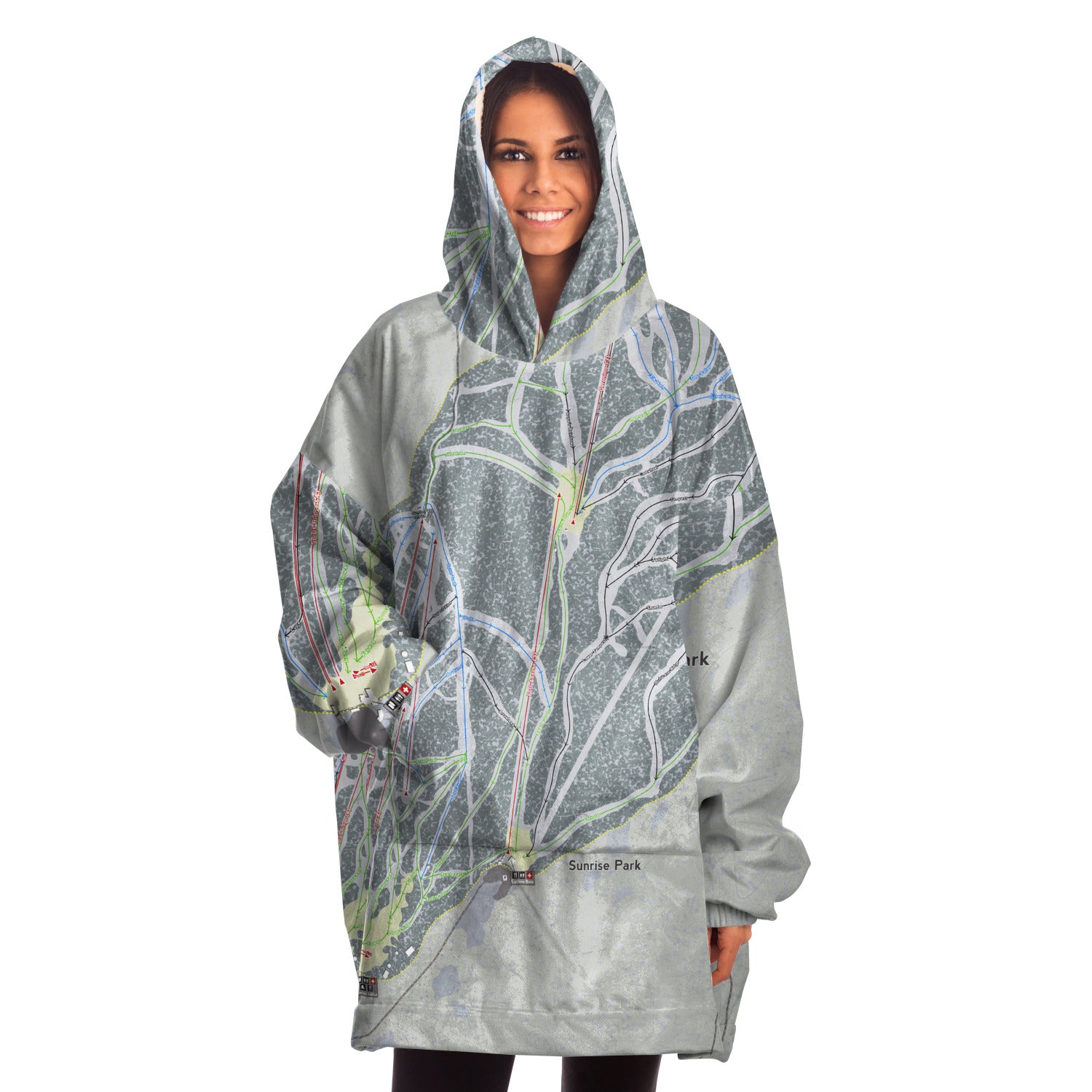 Sunrise Park, Arizona Ski Trail Map Snug Hoodie