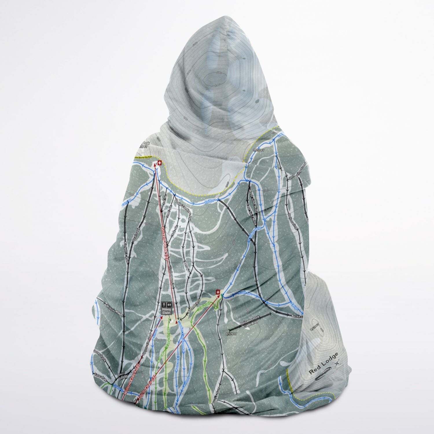 Red Lodge, Montana Ski Trail Map - Youth Hooded Blanket