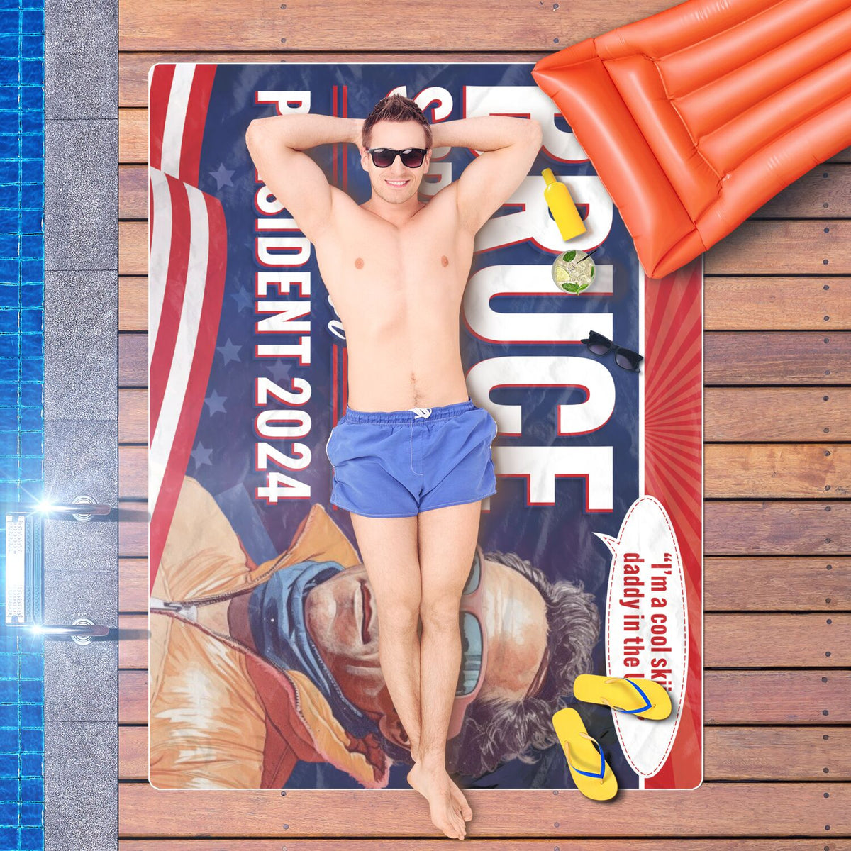 Bruce Spring Skiing For President 2024 Oversized Beach Towel