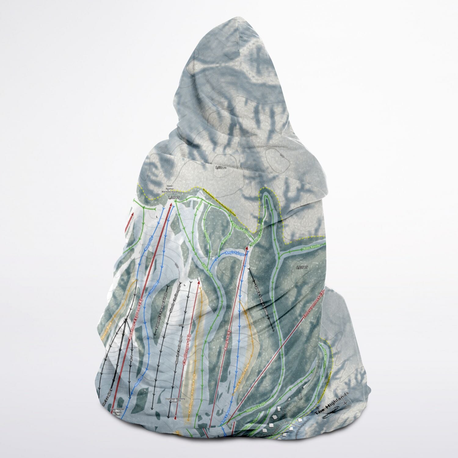 The Highlands, Michigan Ski Trail Map - Youth Hooded Blanket