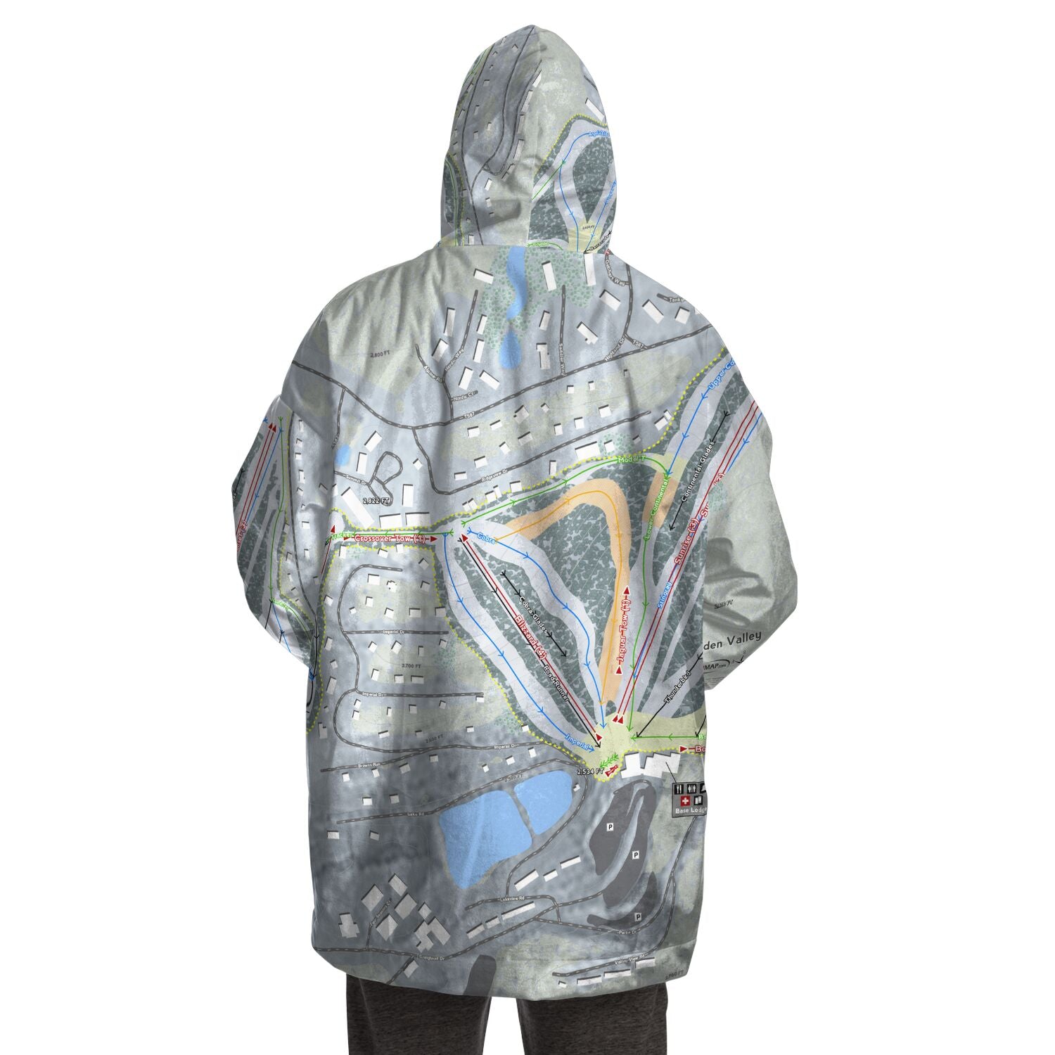 Hidden Valley, Pennsylvania Ski Trail Map Snug Hoodie