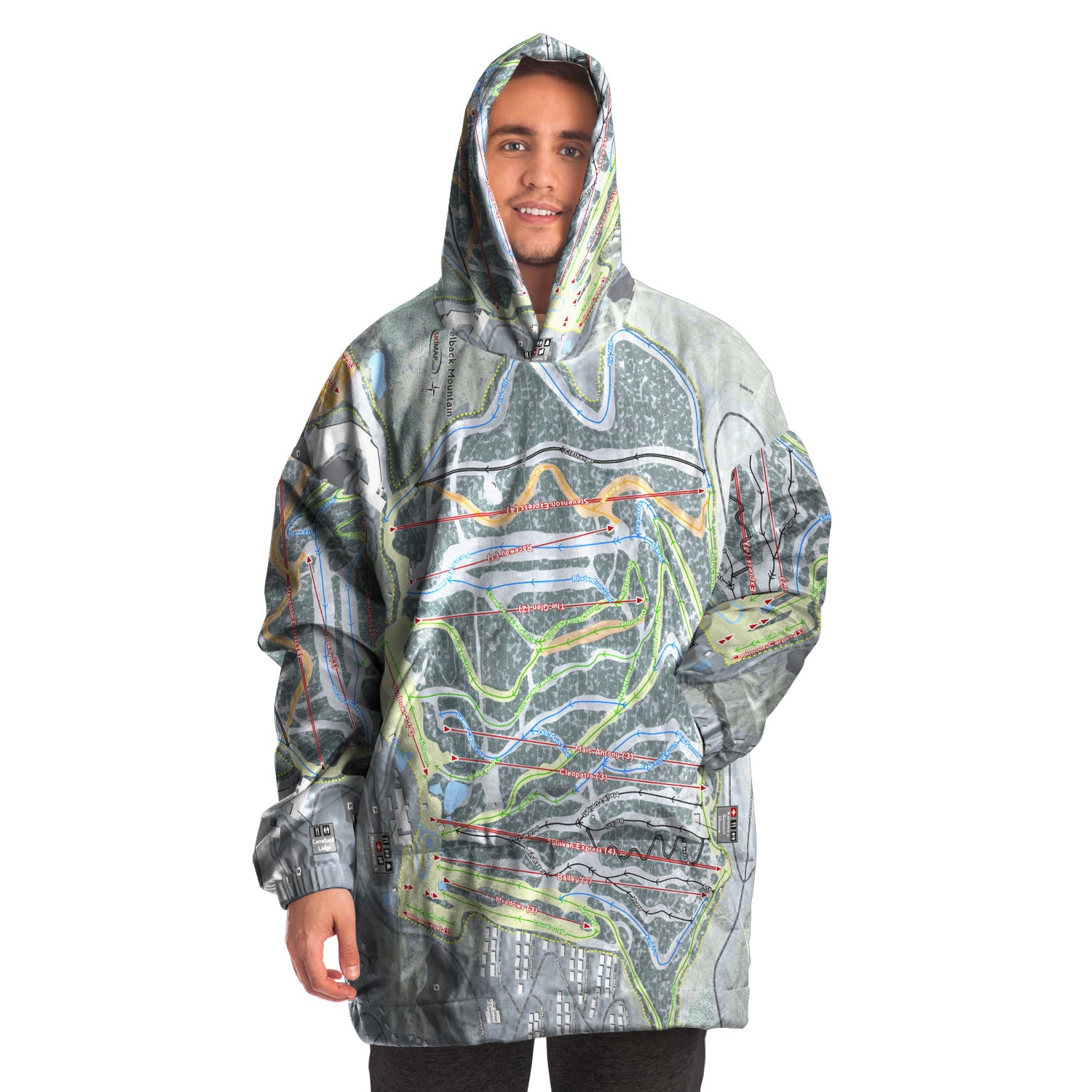 Camelback Mountain, Pennsylvania Ski Trail Map - Snug Hoodie