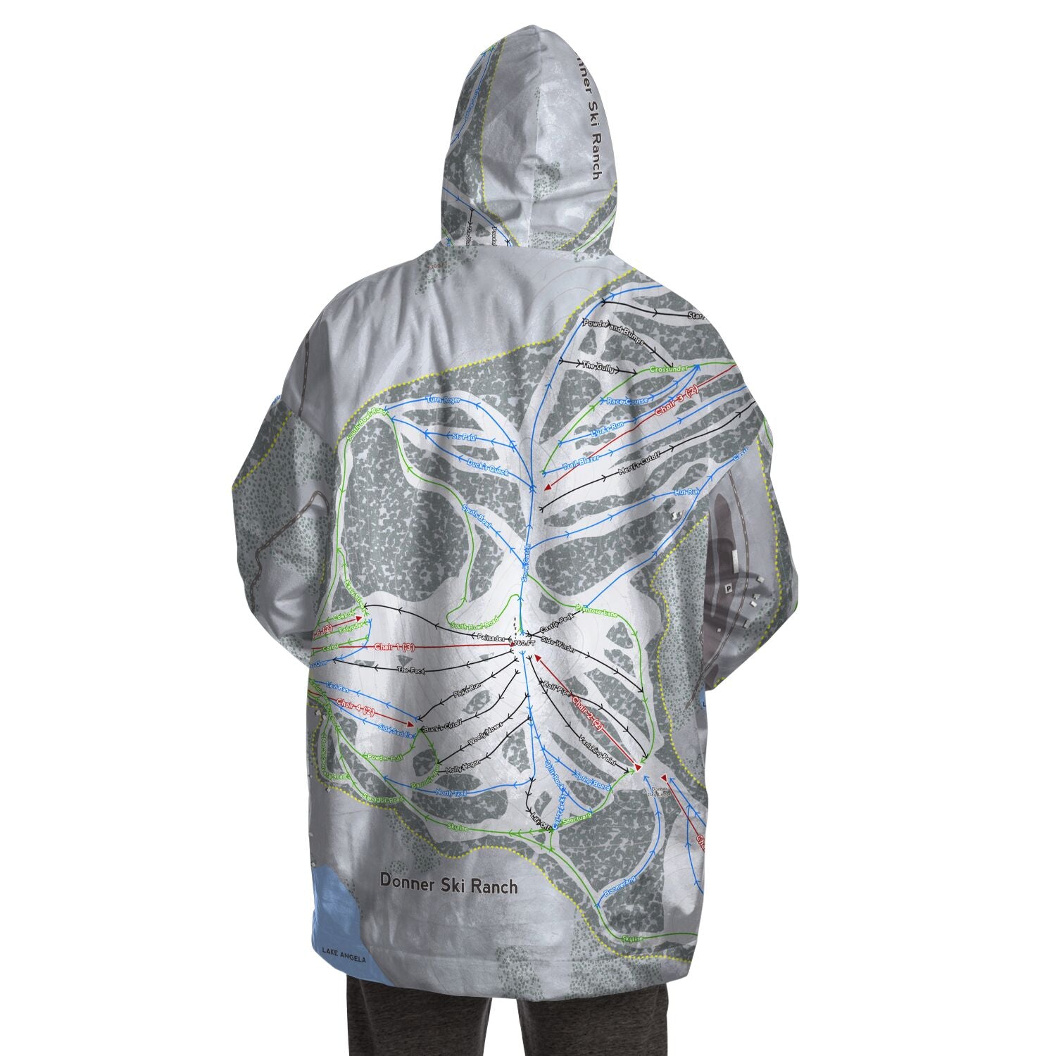 Donner Ski Ranch, California Ski Trail Map - Snug Hoodie