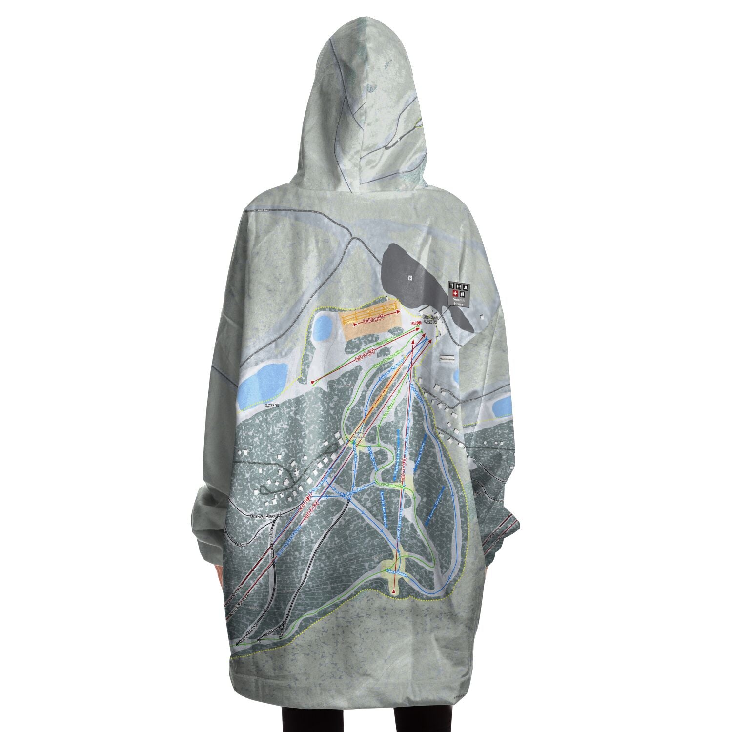 Blue Knob, Pennsylvania Ski Trail Map Snug Hoodie