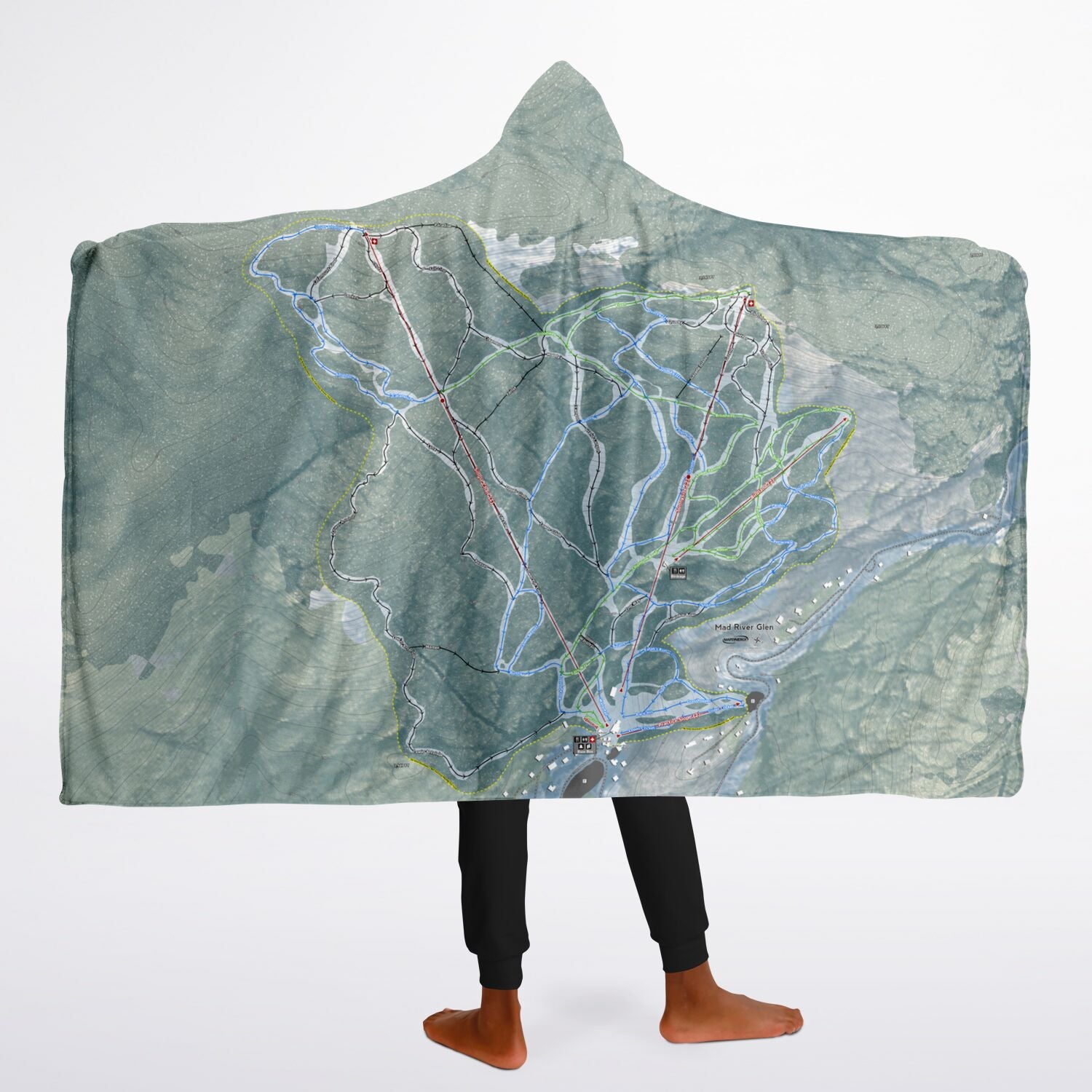 Mad River Glen, Vermont Ski Trail Map - Youth Hooded Blanket