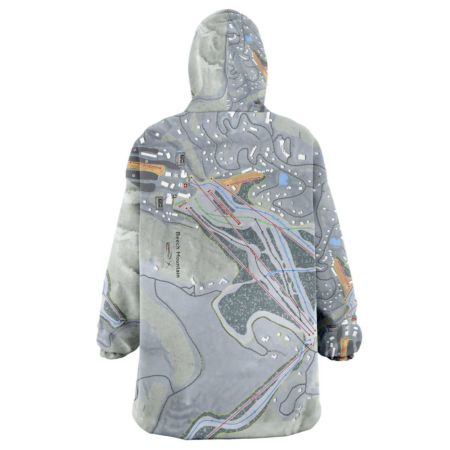 Beech Mountain, North Carolina Ski Trail Map Snug Hoodie