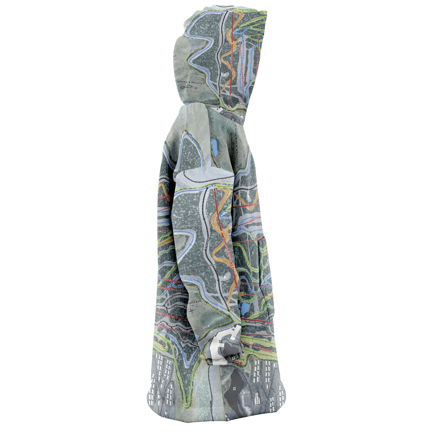 Camelback Mountain, Pennsylvania Ski Trail Map - Snug Hoodie