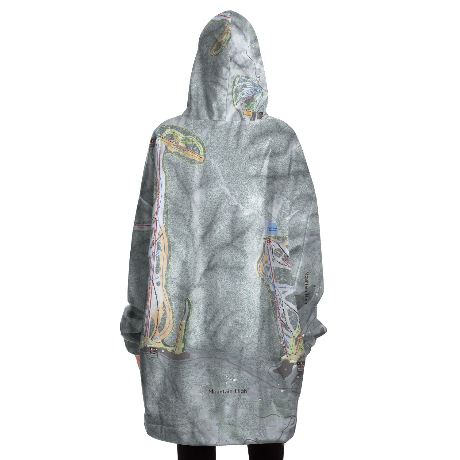 Mountain High, California Ski Trail Map - Snug Hoodie