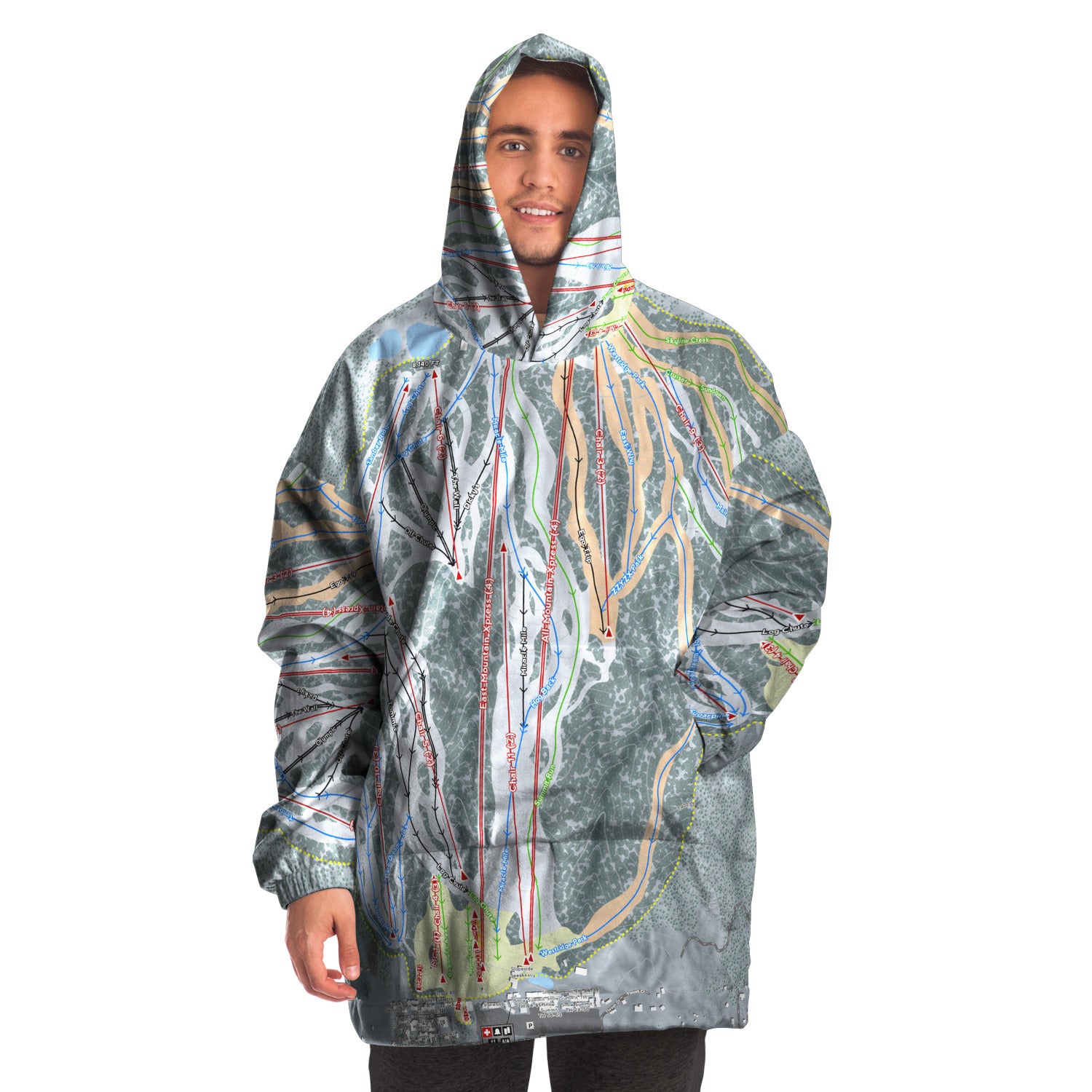 Snow Summit, California Ski Trail Map - Snug Hoodie