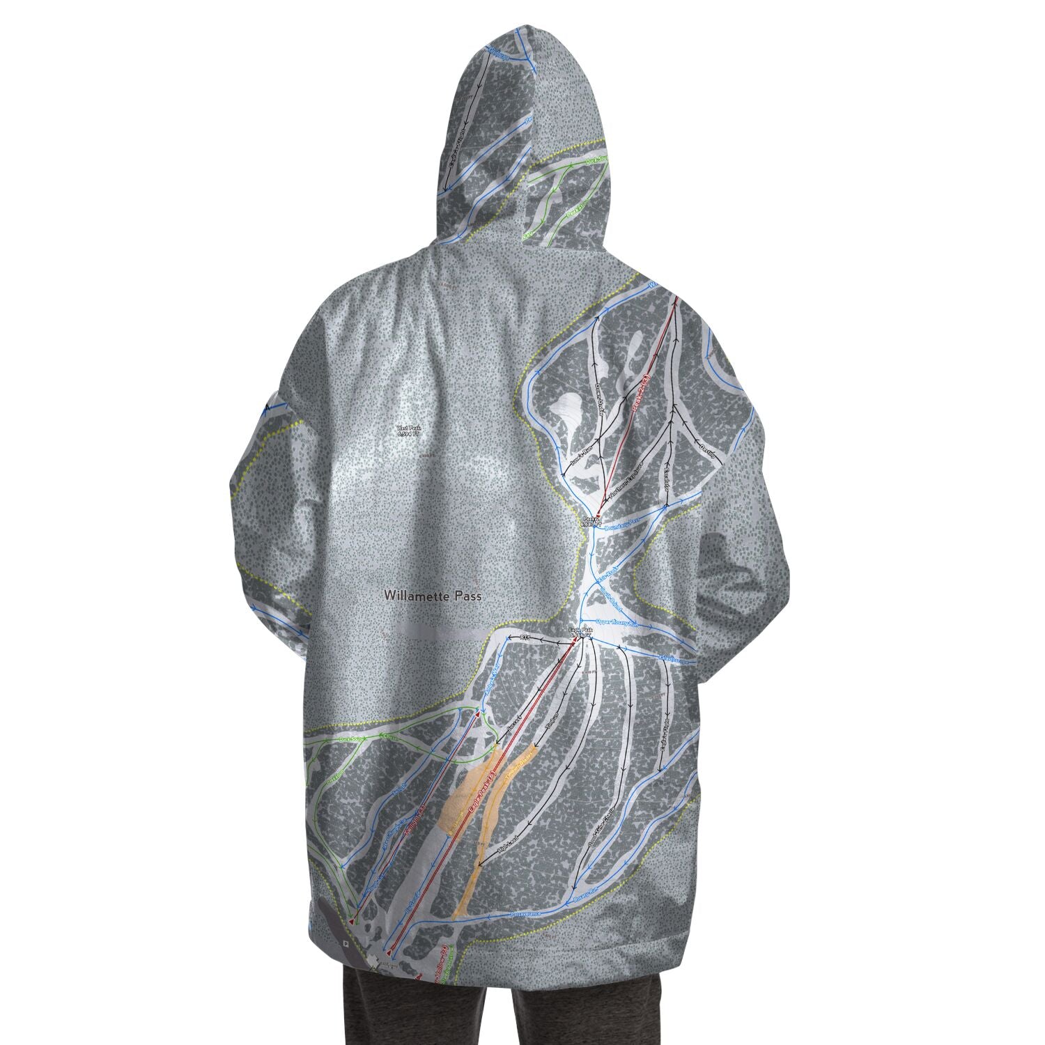 Willamette Pass, Oregon Ski Trail Map Snug Hoodie